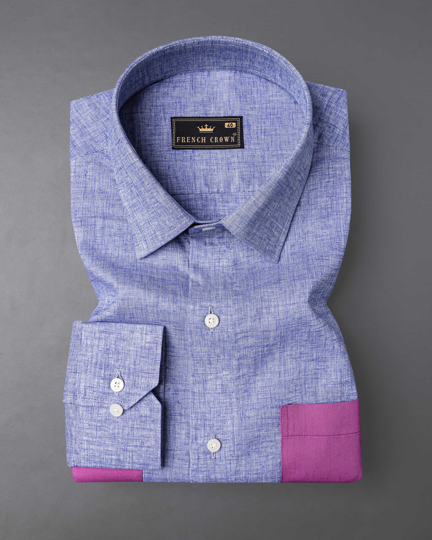 Chetwode Blue With Purple Two Side Pocket Chambray Premium Cotton Designer Shirt 7946-P196-38, 7946-P196-H-38, 7946-P196-39, 7946-P196-H-39, 7946-P196-40, 7946-P196-H-40, 7946-P196-42, 7946-P196-H-42, 7946-P196-44, 7946-P196-H-44, 7946-P196-46, 7946-P196-H-46, 7946-P196-48, 7946-P196-H-48, 7946-P196-50, 7946-P196-H-50, 7946-P196-52, 7946-P196-H-52