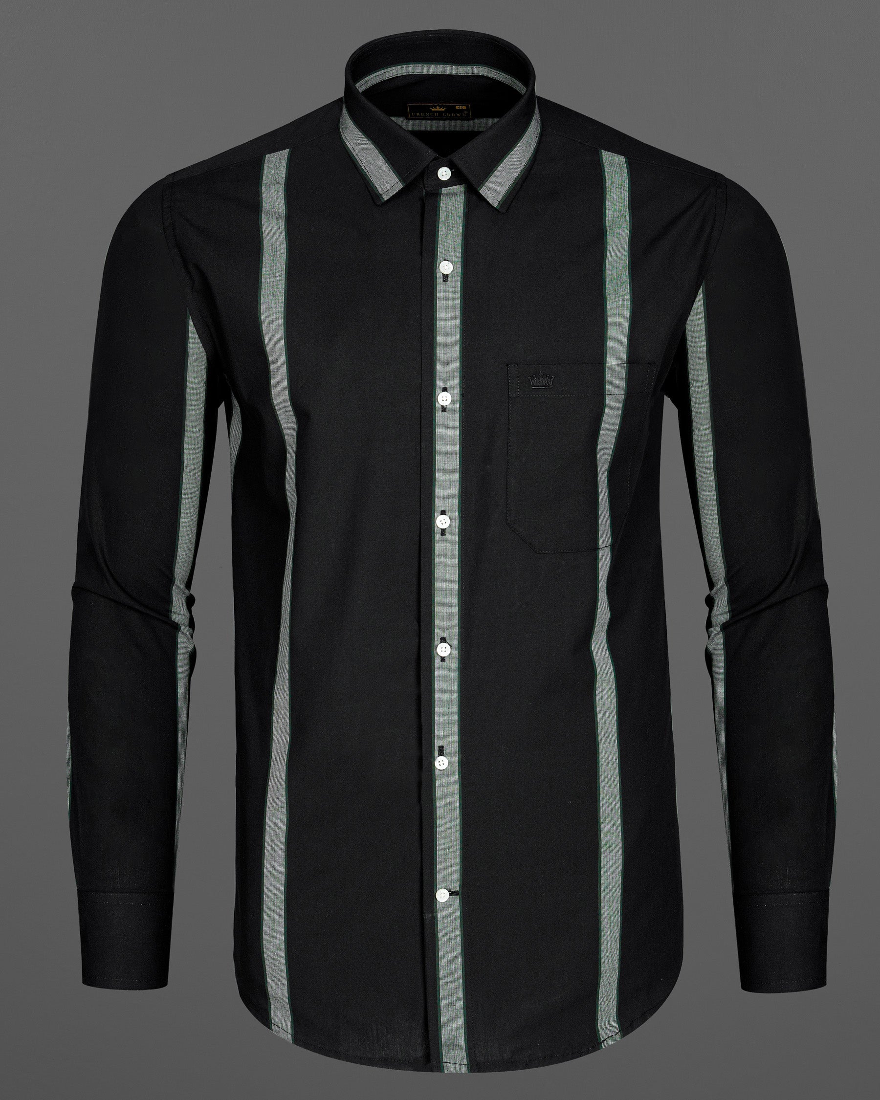 Jade Black With Gray Striped Premium Cotton Shirt 7947-38, 7947-H-38, 7947-39, 7947-H-39, 7947-40, 7947-H-40, 7947-42, 7947-H-42, 7947-44, 7947-H-44, 7947-46, 7947-H-46, 7947-48, 7947-H-48, 7947-50, 7947-H-50, 7947-52, 7947-H-52