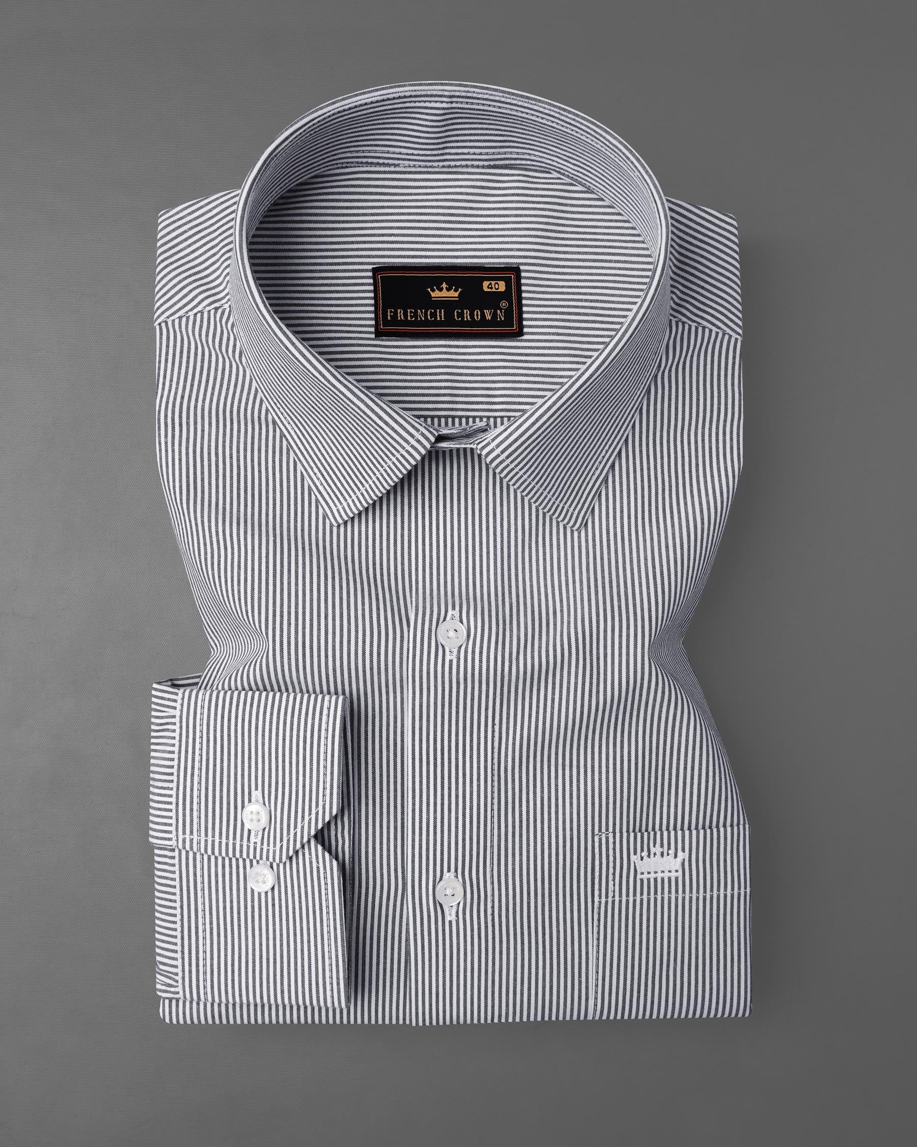 Fedora Gray and White Pin Striped Royal Oxford Shirt 7969-38, 7969-H-38, 7969-39, 7969-H-39, 7969-40, 7969-H-40, 7969-42, 7969-H-42, 7969-44, 7969-H-44, 7969-46, 7969-H-46, 7969-48, 7969-H-48, 7969-50, 7969-H-50, 7969-52, 7969-H-52