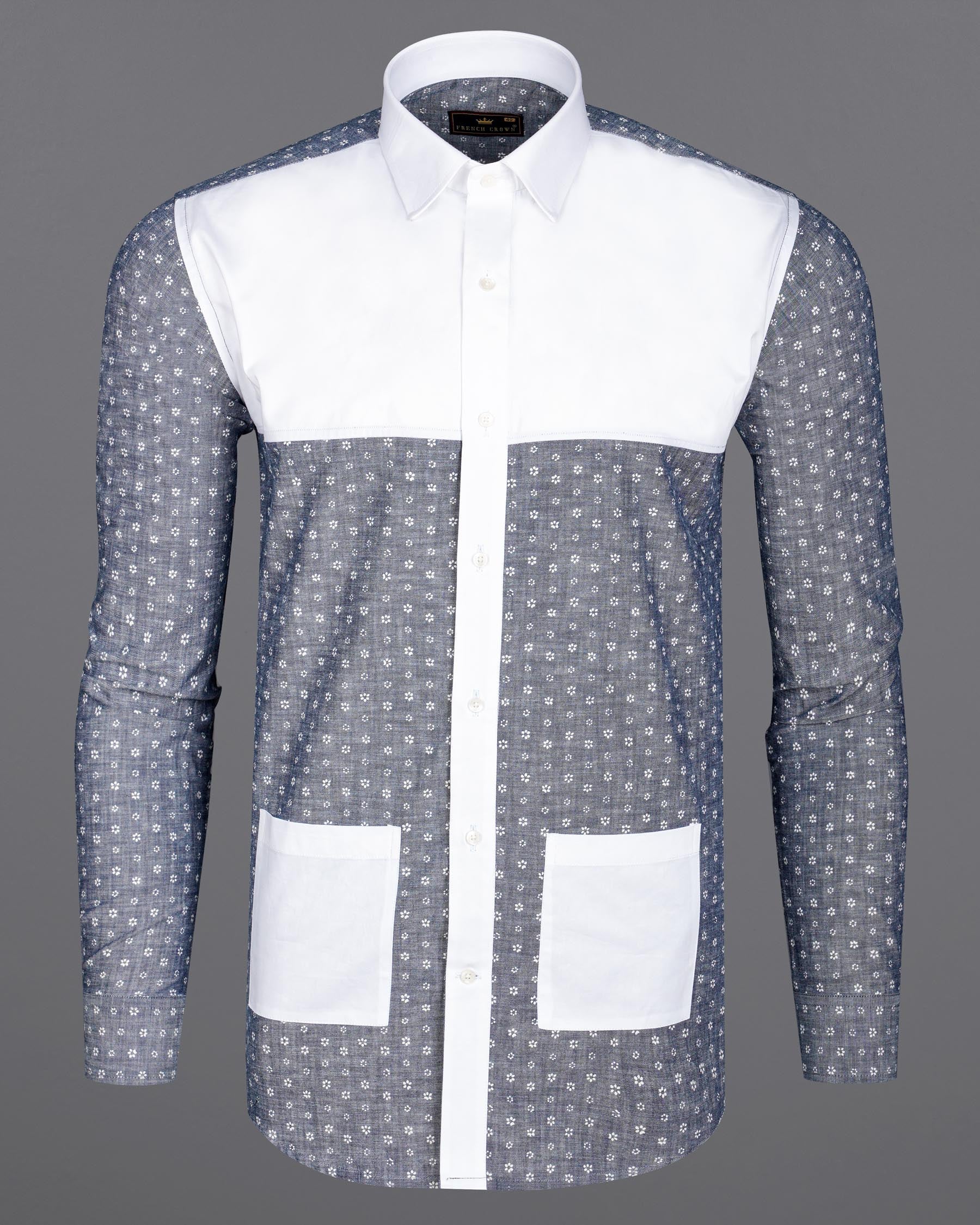 Comet Gray and Bright White Chambray Premium Cotton Designer Shirt 7982-P186-38, 7982-P186-H-38, 7982-P186-39, 7982-P186-H-39, 7982-P186-40, 7982-P186-H-40, 7982-P186-42, 7982-P186-H-42, 7982-P186-44, 7982-P186-H-44, 7982-P186-46, 7982-P186-H-46, 7982-P186-48, 7982-P186-H-48, 7982-P186-50, 7982-P186-H-50, 7982-P186-52, 7982-P186-H-52