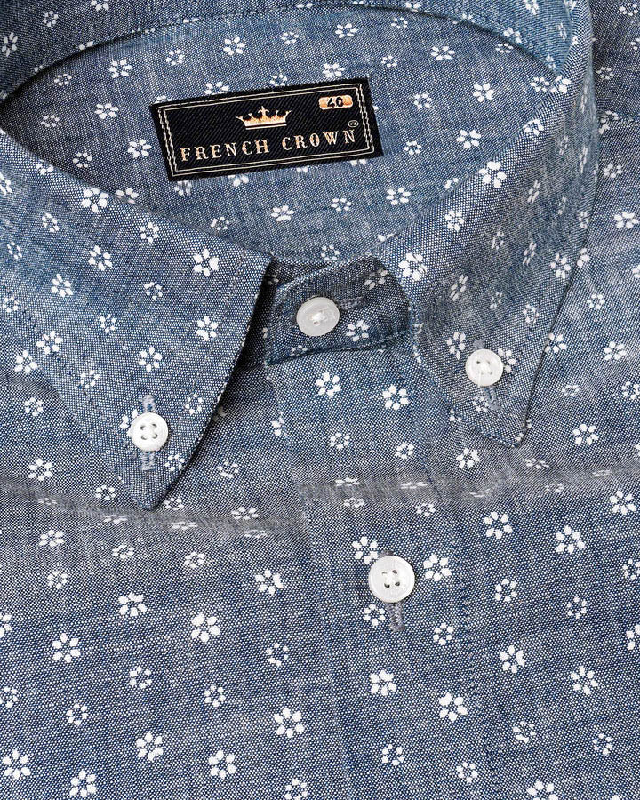 East Bay Gray Ditzy Floral Printed Chambray Premium Cotton Shirt 7984-BD-38, 7984-BD-H-38, 7984-BD-39, 7984-BD-H-39, 7984-BD-40, 7984-BD-H-40, 7984-BD-42, 7984-BD-H-42, 7984-BD-44, 7984-BD-H-44, 7984-BD-46, 7984-BD-H-46, 7984-BD-48, 7984-BD-H-48, 7984-BD-50, 7984-BD-H-50, 7984-BD-52, 7984-BD-H-52