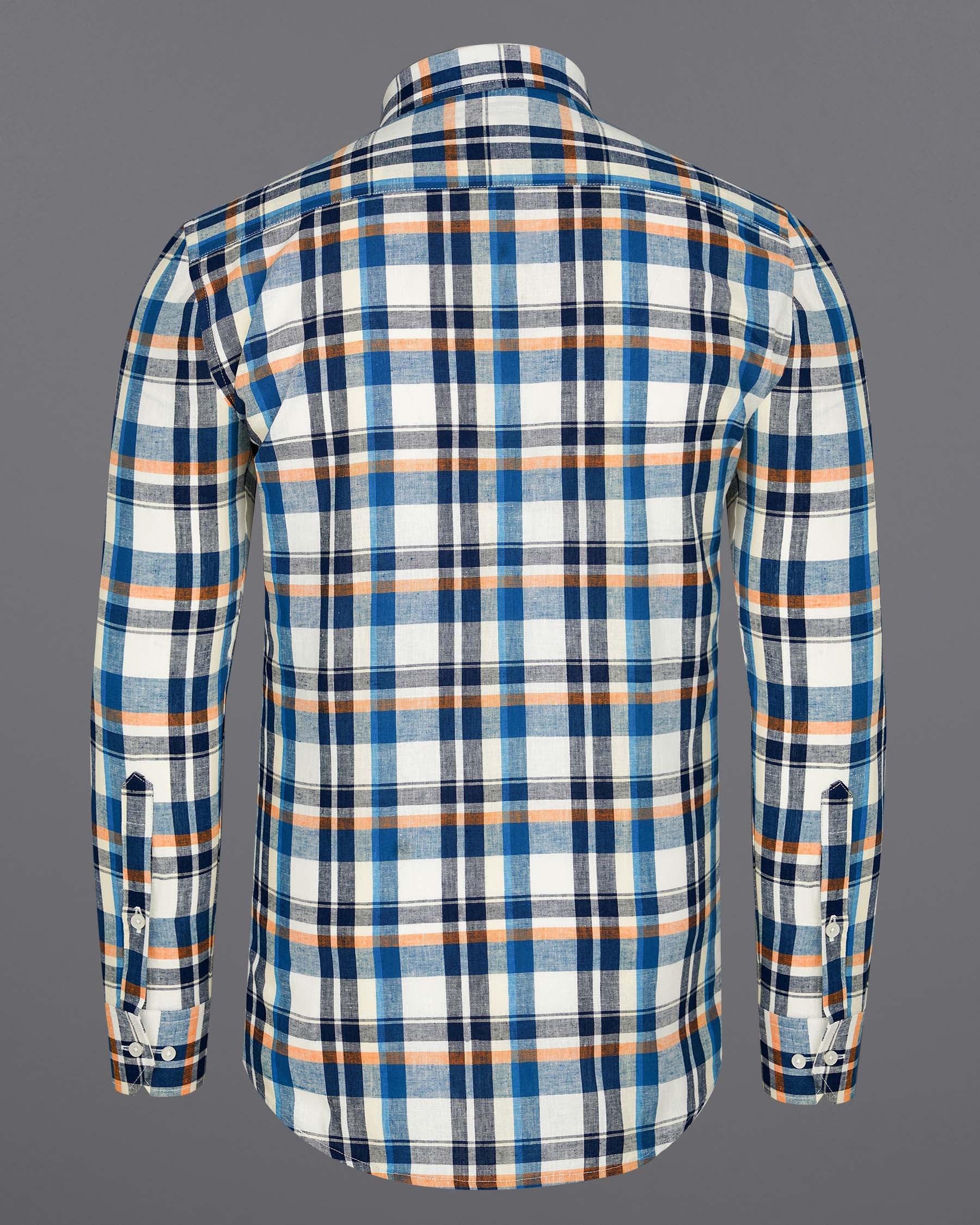 Off White with Tangaroa Blue Plaid Luxurious Linen Shirt 7986-BD, 7986-BD-H-38, 7986-BD-39, 7986-BD-H-39, 7986-BD-40, 7986-BD-H-40, 7986-BD-42, 7986-BD-H-42, 7986-BD-44, 7986-BD-H-44, 7986-BD-46, 7986-BD-H-46, 7986-BD-48, 7986-BD-H-48, 7986-BD-50, 7986-BD-H-50, 7986-BD-52, 7986-BD-H-52