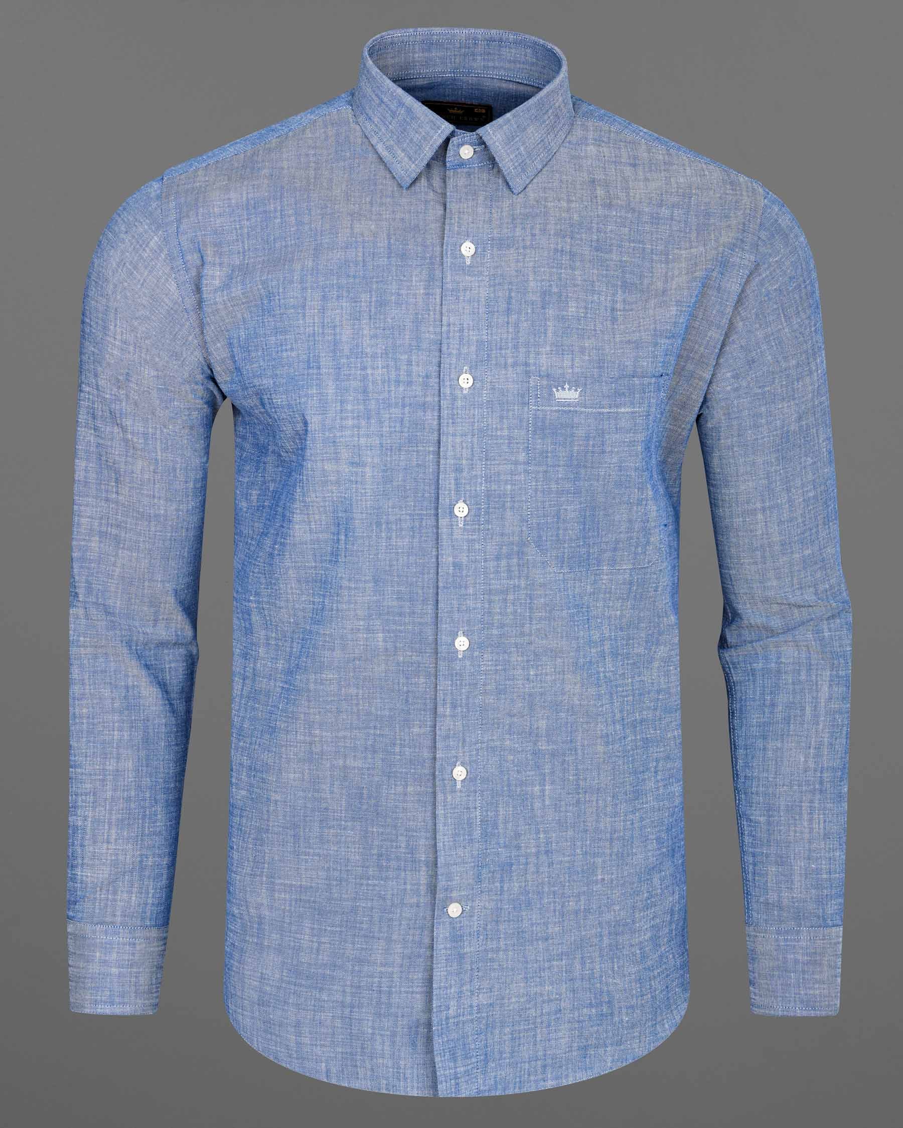 Nepal Blue Two Tone Chambray Premium Cotton Shirt 7995-38,7995-H-38,7995-39,7995-H-39,7995-40,7995-H-40,7995-42,7995-H-42,7995-44,7995-H-44,7995-46,7995-H-46,7995-48,7995-H-48,7995-50,7995-H-50,7995-52,7995-H-52