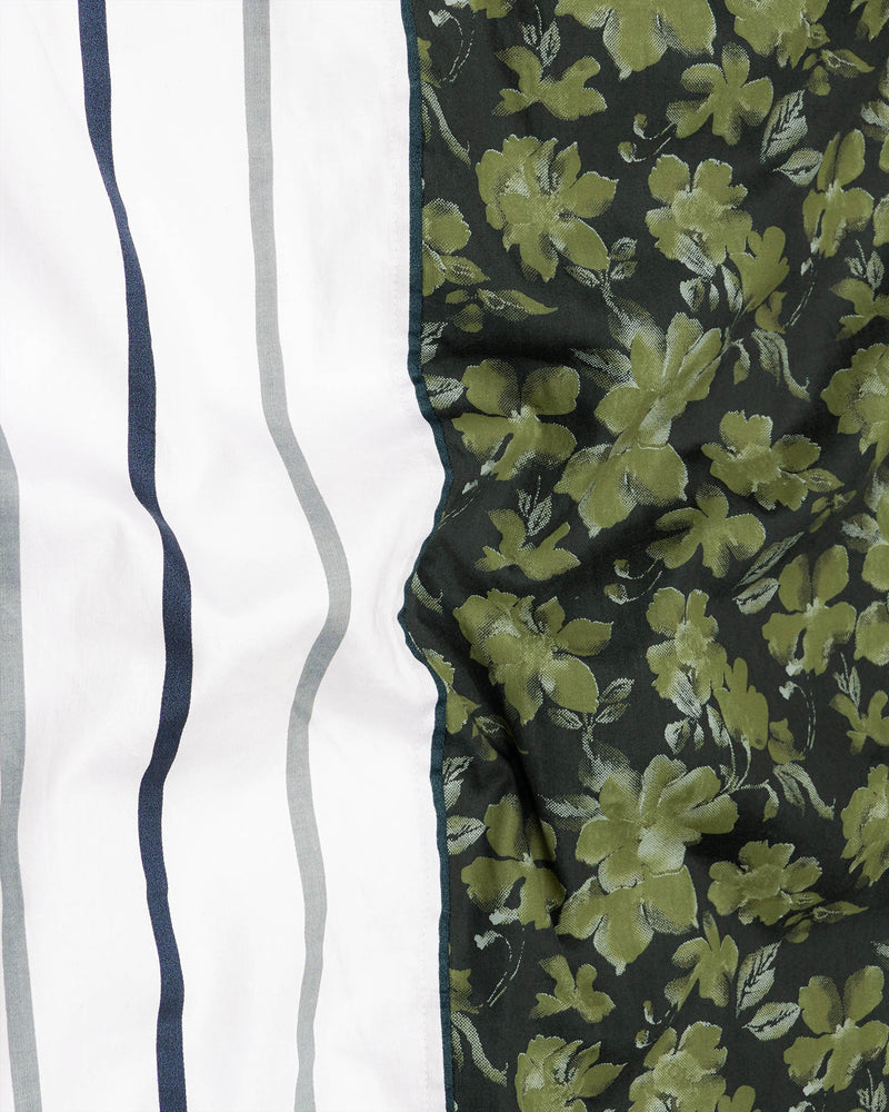 Half Clay Green Floral Printed with Half Black and white Striped Super Soft Premium Cotton Designer Shirt 8006-P67,8006-P67-H-38,8006-P67-39,8006-P67-H-39,8006-P67-40,8006-P67-H-40,8006-P67-42,8006-P67-H-42,8006-P67-44,8006-P67-H-44,8006-P67-46,8006-P67-H-46,8006-P67-48,8006-P67-H-48,8006-P67-50,8006-P67-H-50,8006-P67-52,8006-P67-H-52