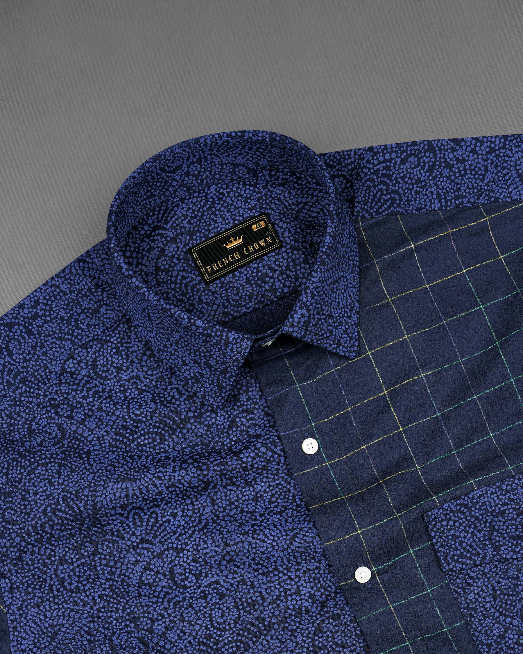 Licorice and Victoria Blue Plaid Dobby Textured Premium Giza Cotton Designer Shirt