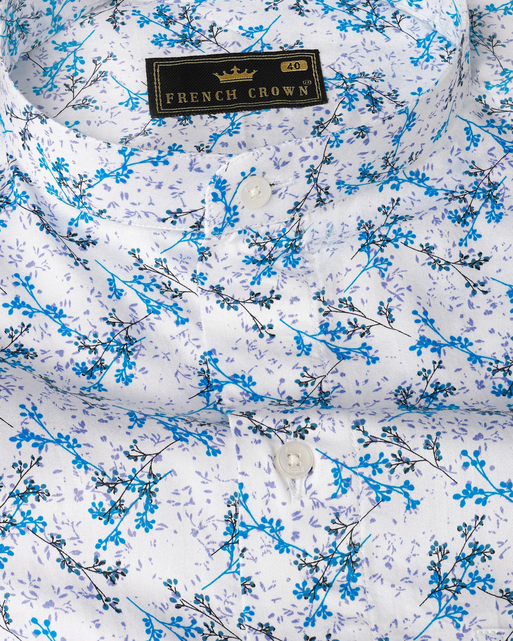 Bright White with Mackerel Blue Ditsy Printed Super Soft Premium Cotton Shirt 8027-M-38, 8027-M-H-38, 8027-M-39,8027-M-H-39, 8027-M-40, 8027-M-H-40, 8027-M-42, 8027-M-H-42, 8027-M-44, 8027-M-H-44, 8027-M-46, 8027-M-H-46, 8027-M-48, 8027-M-H-48, 8027-M-50, 8027-M-H-50, 8027-M-52, 8027-M-H-52