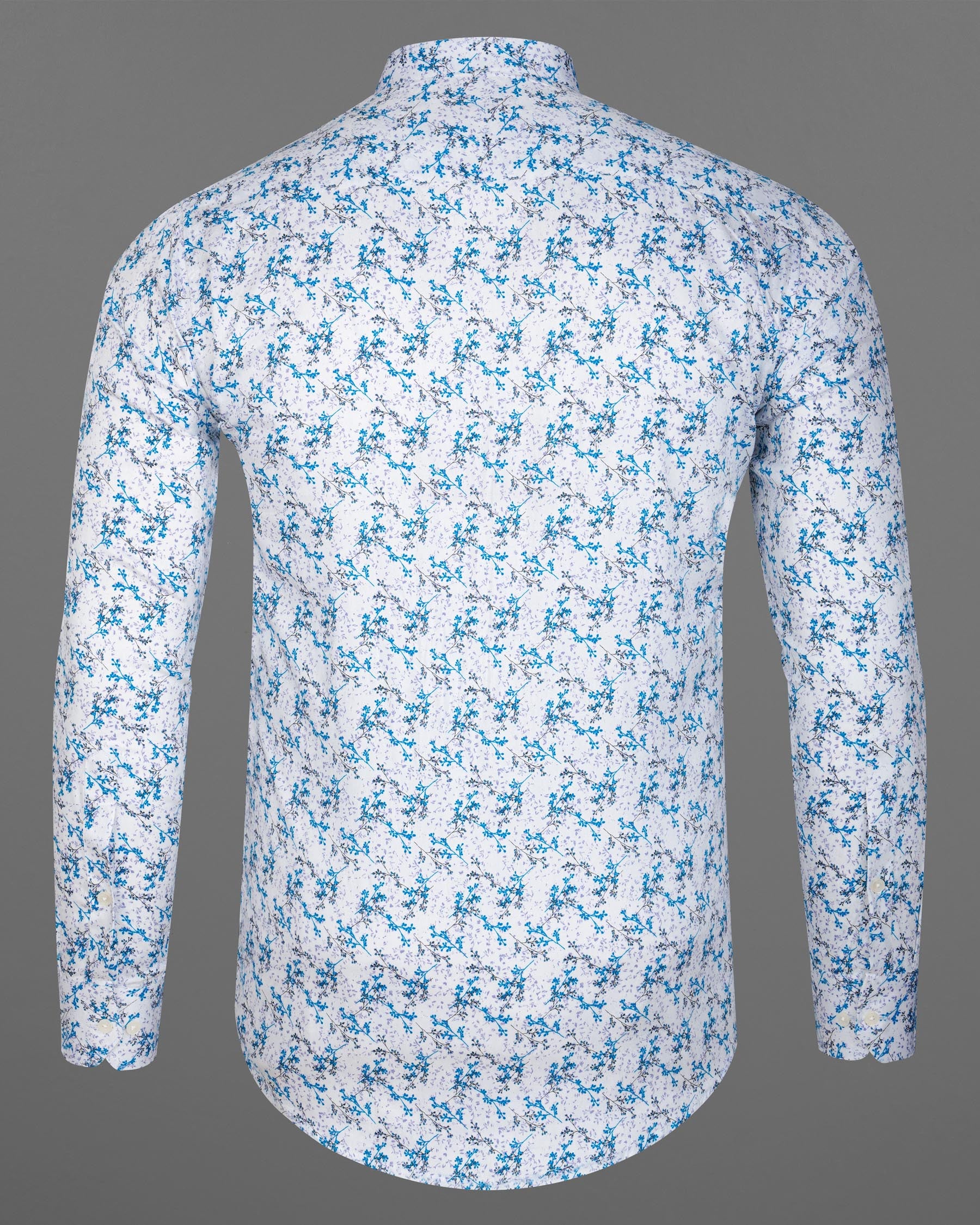 Bright White with Mackerel Blue Ditsy Printed Super Soft Premium Cotton Shirt 8027-M-38, 8027-M-H-38, 8027-M-39,8027-M-H-39, 8027-M-40, 8027-M-H-40, 8027-M-42, 8027-M-H-42, 8027-M-44, 8027-M-H-44, 8027-M-46, 8027-M-H-46, 8027-M-48, 8027-M-H-48, 8027-M-50, 8027-M-H-50, 8027-M-52, 8027-M-H-52