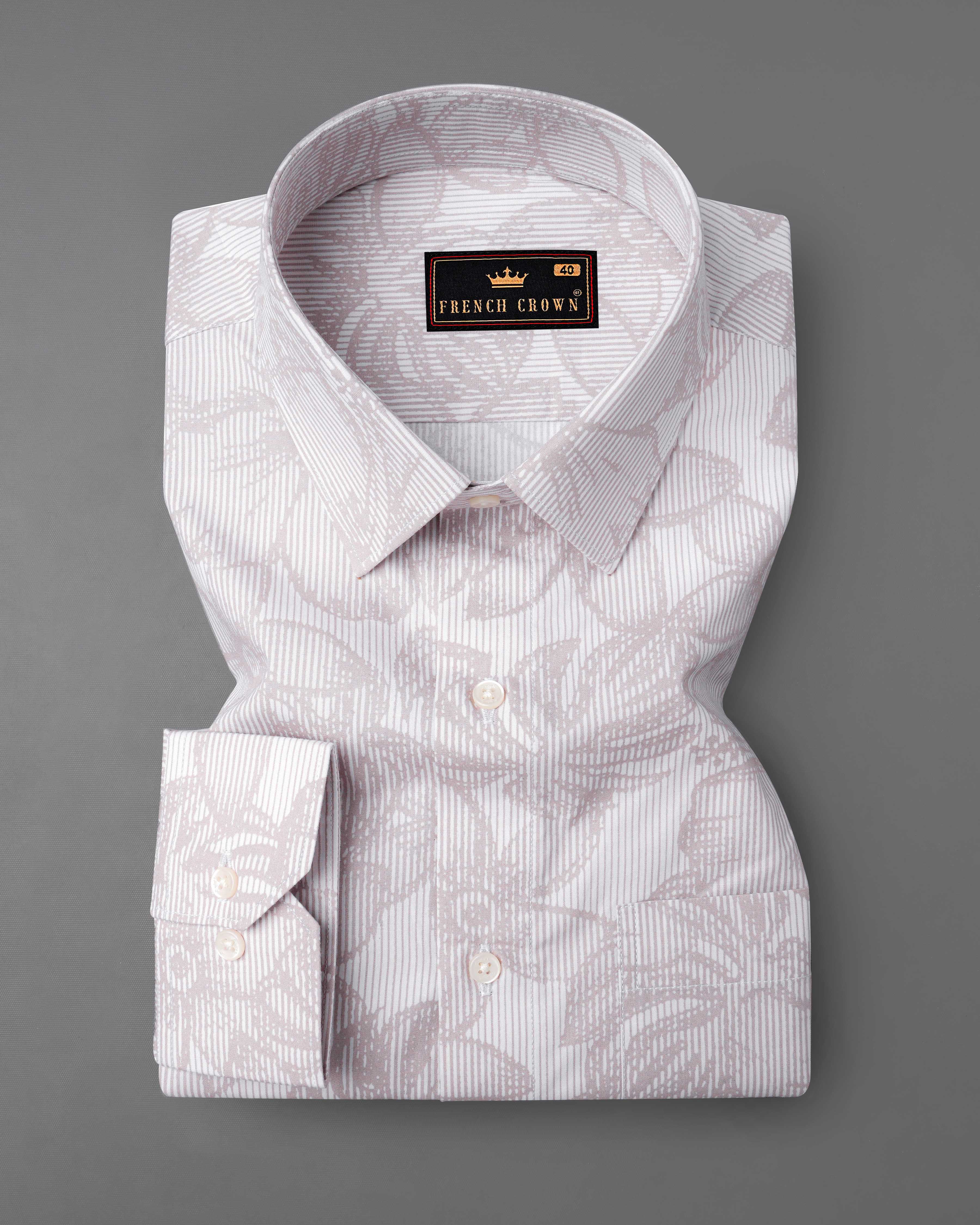 Pale Slate Brown and White Floral Printed Premium Cotton Shirt 8028-38, 8028-H-38, 8028-39,8028-H-39, 8028-40, 8028-H-40, 8028-42, 8028-H-42, 8028-44, 8028-H-44, 8028-46, 8028-H-46, 8028-48, 8028-H-48, 8028-50, 8028-H-50, 8028-52, 8028-H-52
