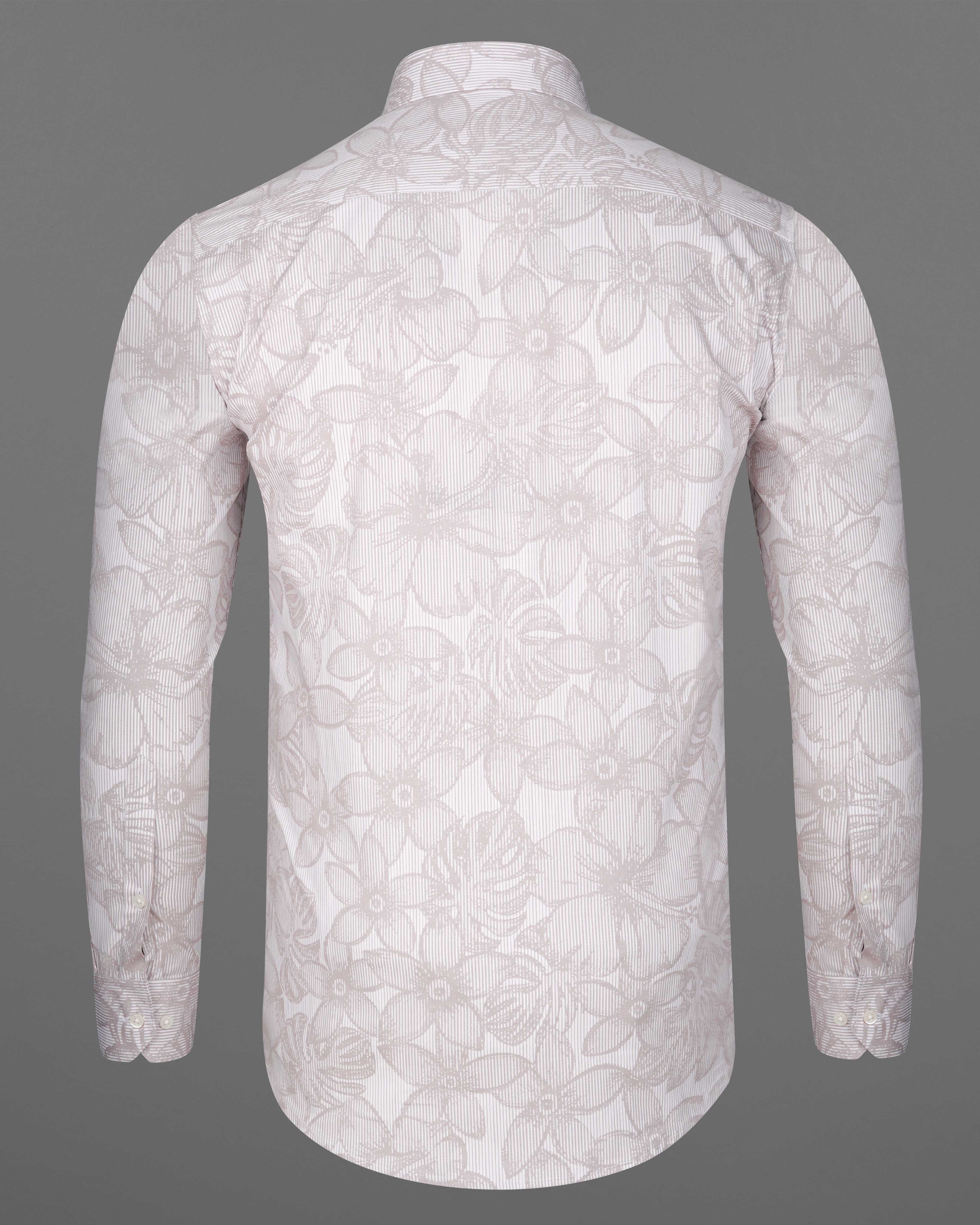 Pale Slate Brown and White Floral Printed Premium Cotton Shirt 8028-38, 8028-H-38, 8028-39,8028-H-39, 8028-40, 8028-H-40, 8028-42, 8028-H-42, 8028-44, 8028-H-44, 8028-46, 8028-H-46, 8028-48, 8028-H-48, 8028-50, 8028-H-50, 8028-52, 8028-H-52