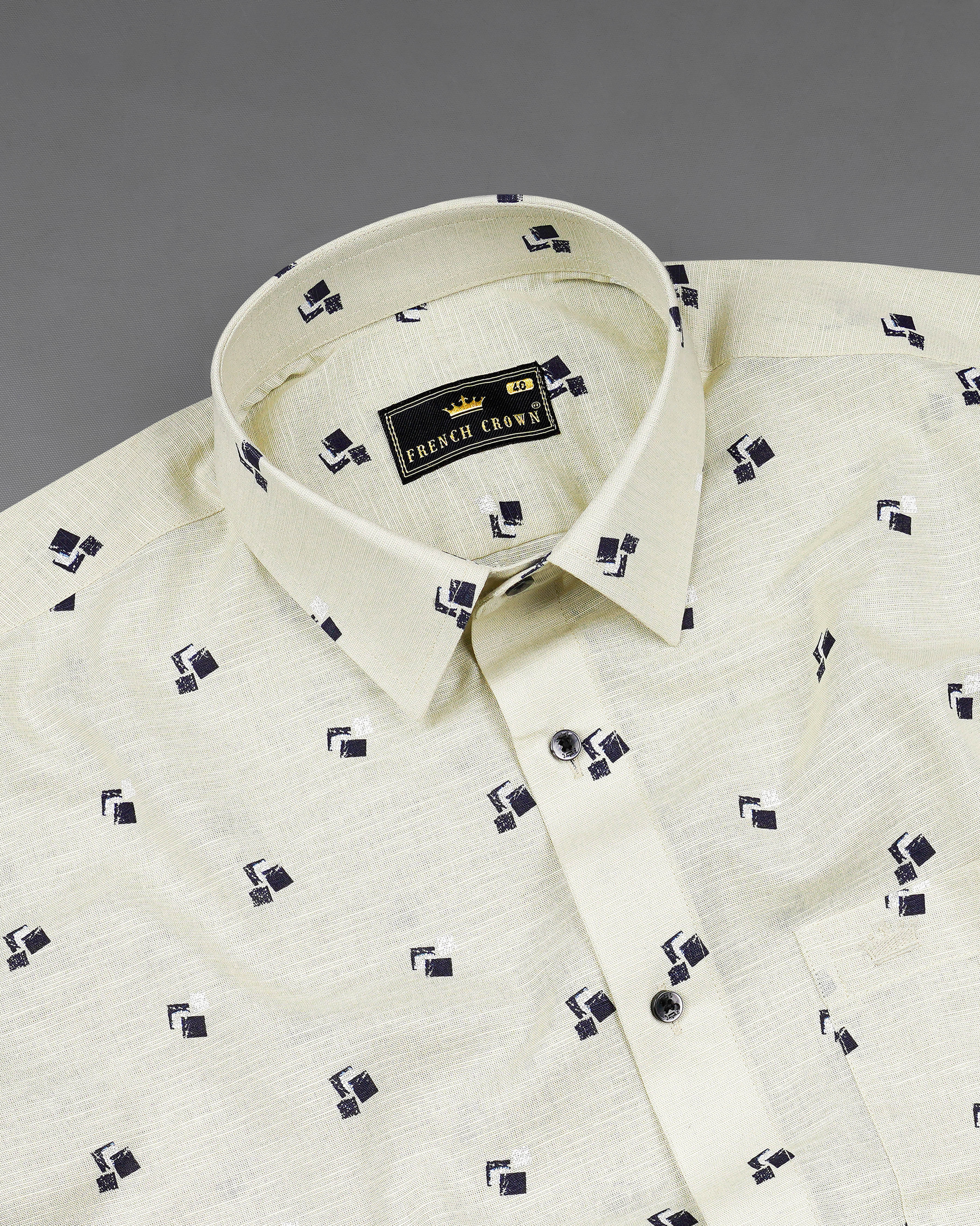 Egg Shell Cream Printed Luxurious Linen Shirt 8078-BLK-38,8078-BLK-H-38,8078-BLK-39,8078-BLK-H-39,8078-BLK-40,8078-BLK-H-40,8078-BLK-42,8078-BLK-H-42,8078-BLK-44,8078-BLK-H-44,8078-BLK-46,8078-BLK-H-46,8078-BLK-48,8078-BLK-H-48,8078-BLK-50,8078-BLK-H-50,8078-BLK-52,8078-BLK-H-52c