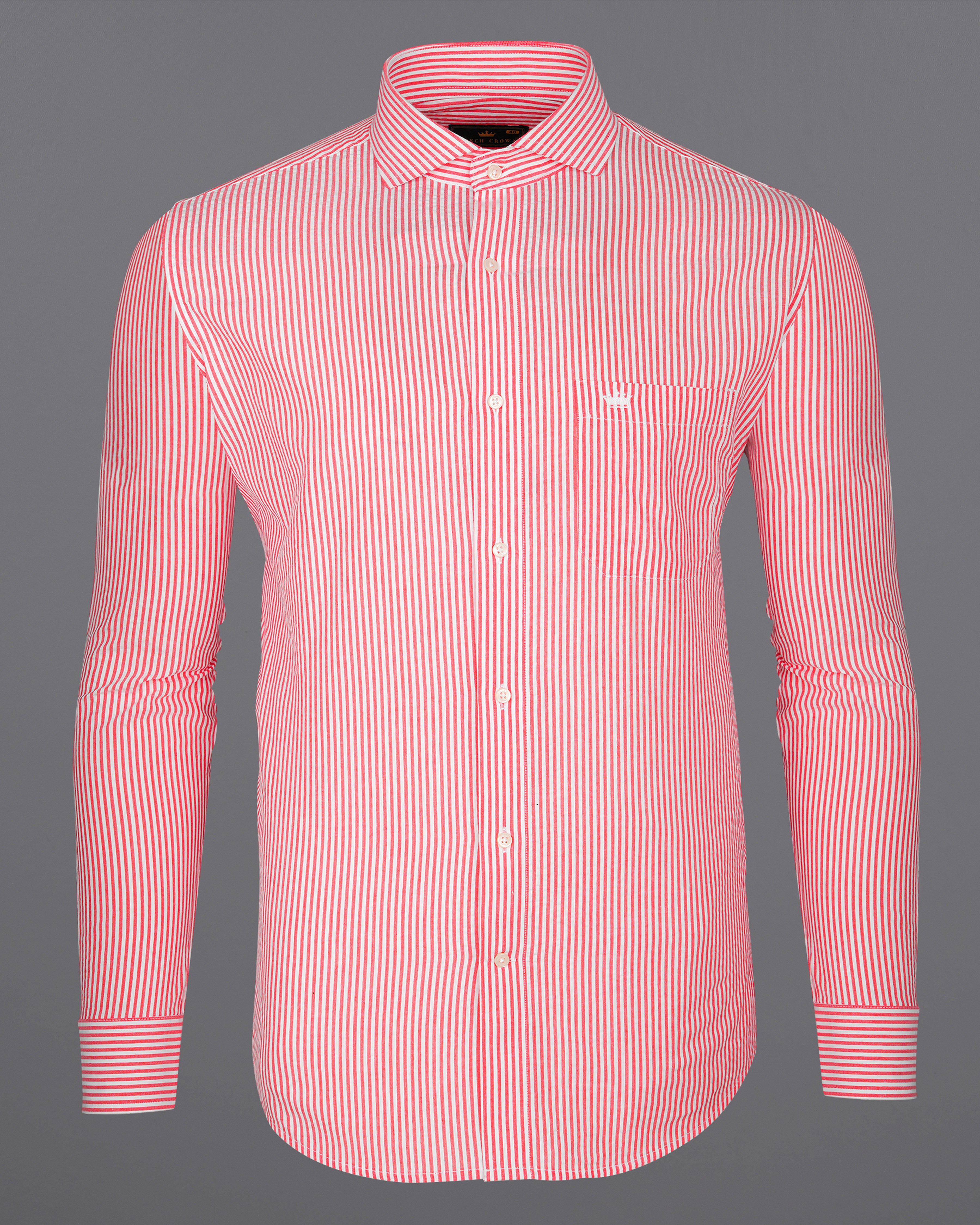 Bright White with Valencia Red Striped Seersucker Giza Cotton Shirt 8081-CA-38,8081-CA-H-38,8081-CA-39,8081-CA-H-39,8081-CA-40,8081-CA-H-40,8081-CA-42,8081-CA-H-42,8081-CA-44,8081-CA-H-44,8081-CA-46,8081-CA-H-46,8081-CA-48,8081-CA-H-48,8081-CA-50,8081-CA-H-50,8081-CA-52,8081-CA-H-52