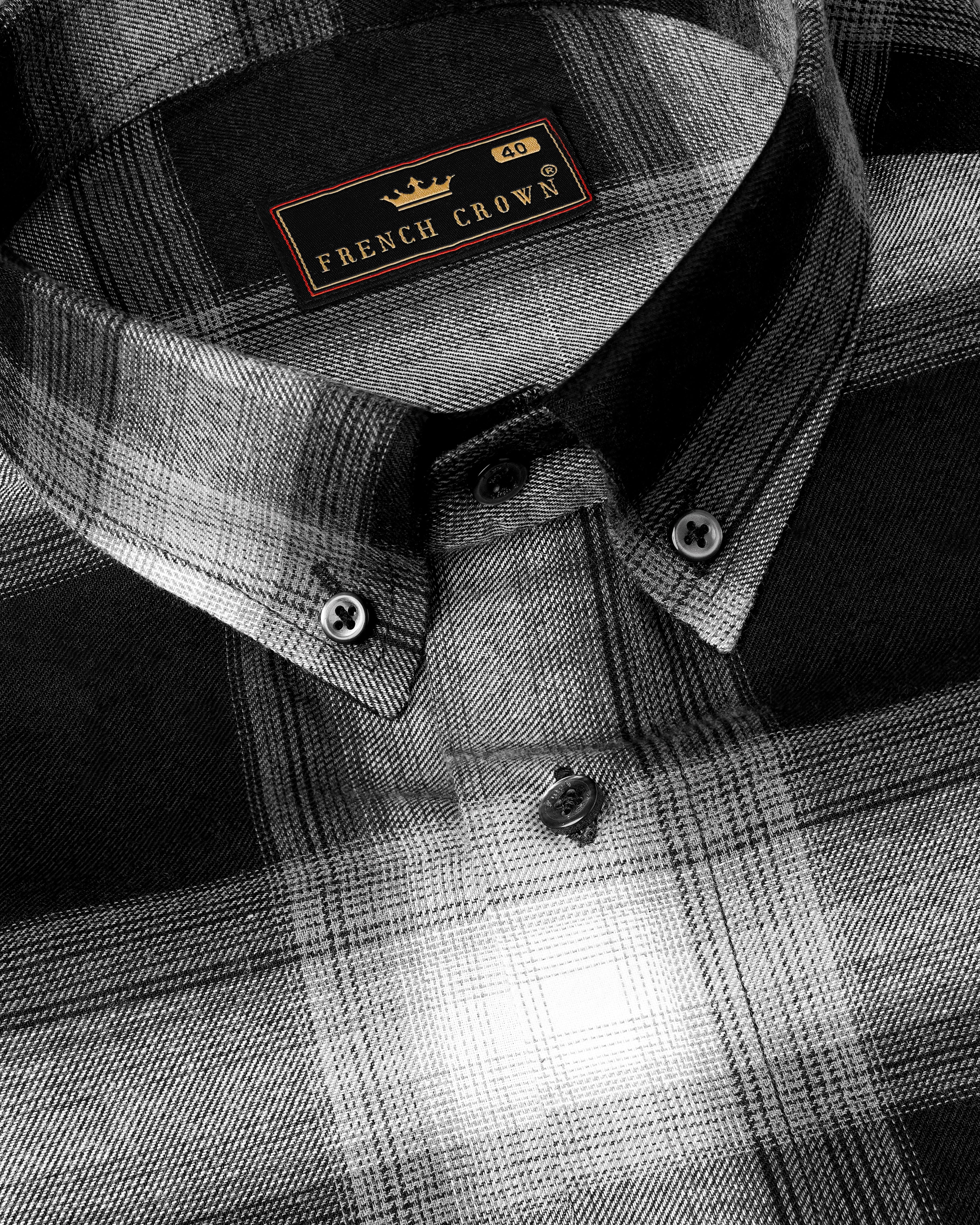 Jade Black and White Plaid Flannel Shirt