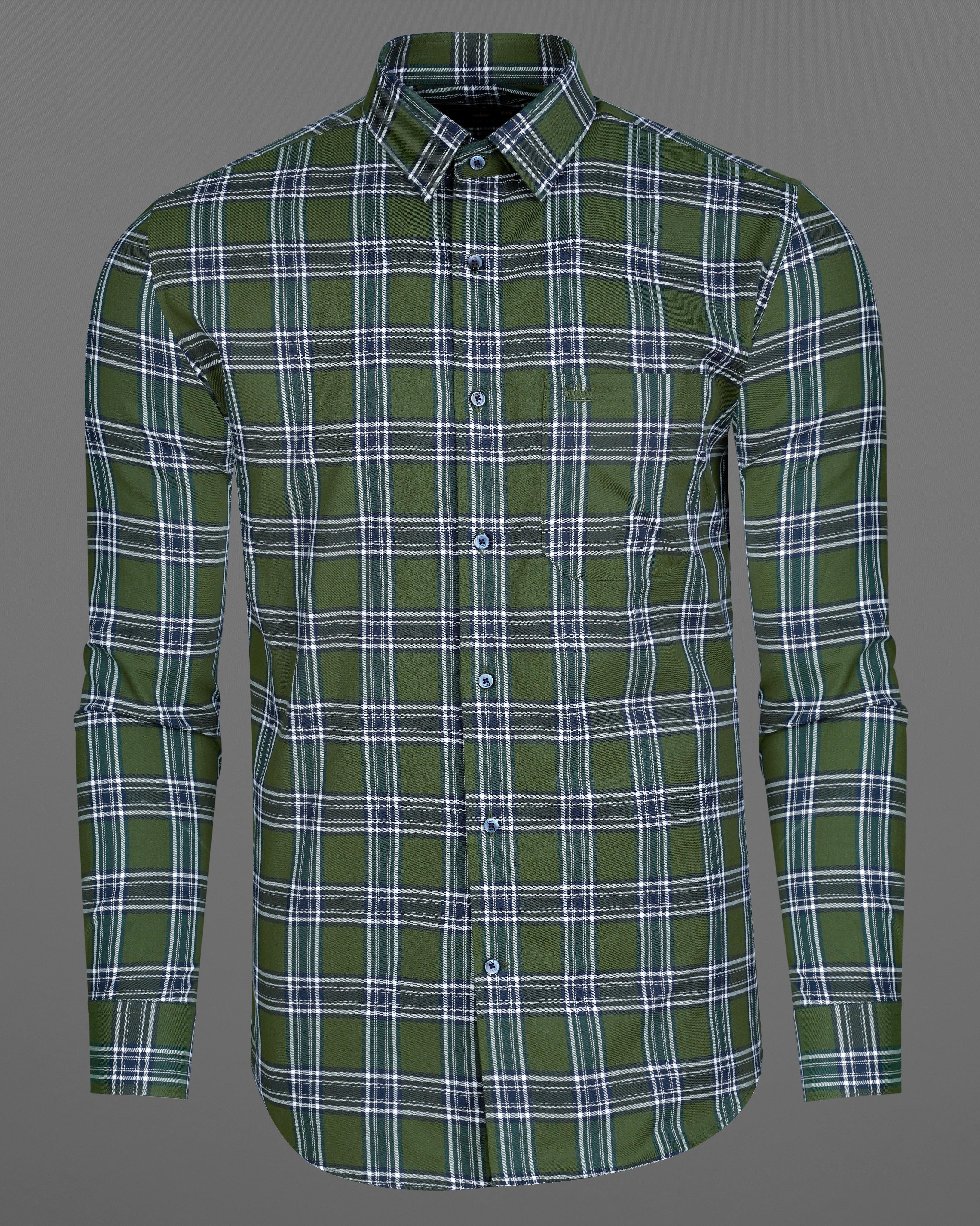 Asparagus Green with Bright White Twill Plaid Premium Cotton Shirt 8108-BLE-38, 8108-BLE-H-38, 8108-BLE-39, 8108-BLE-H-39, 8108-BLE-40, 8108-BLE-H-40, 8108-BLE-42, 8108-BLE-H-42, 8108-BLE-44, 8108-BLE-H-44, 8108-BLE-46, 8108-BLE-H-46, 8108-BLE-48, 8108-BLE-H-48, 8108-BLE-50, 8108-BLE-H-50, 8108-BLE-52, 8108-BLE-H-52