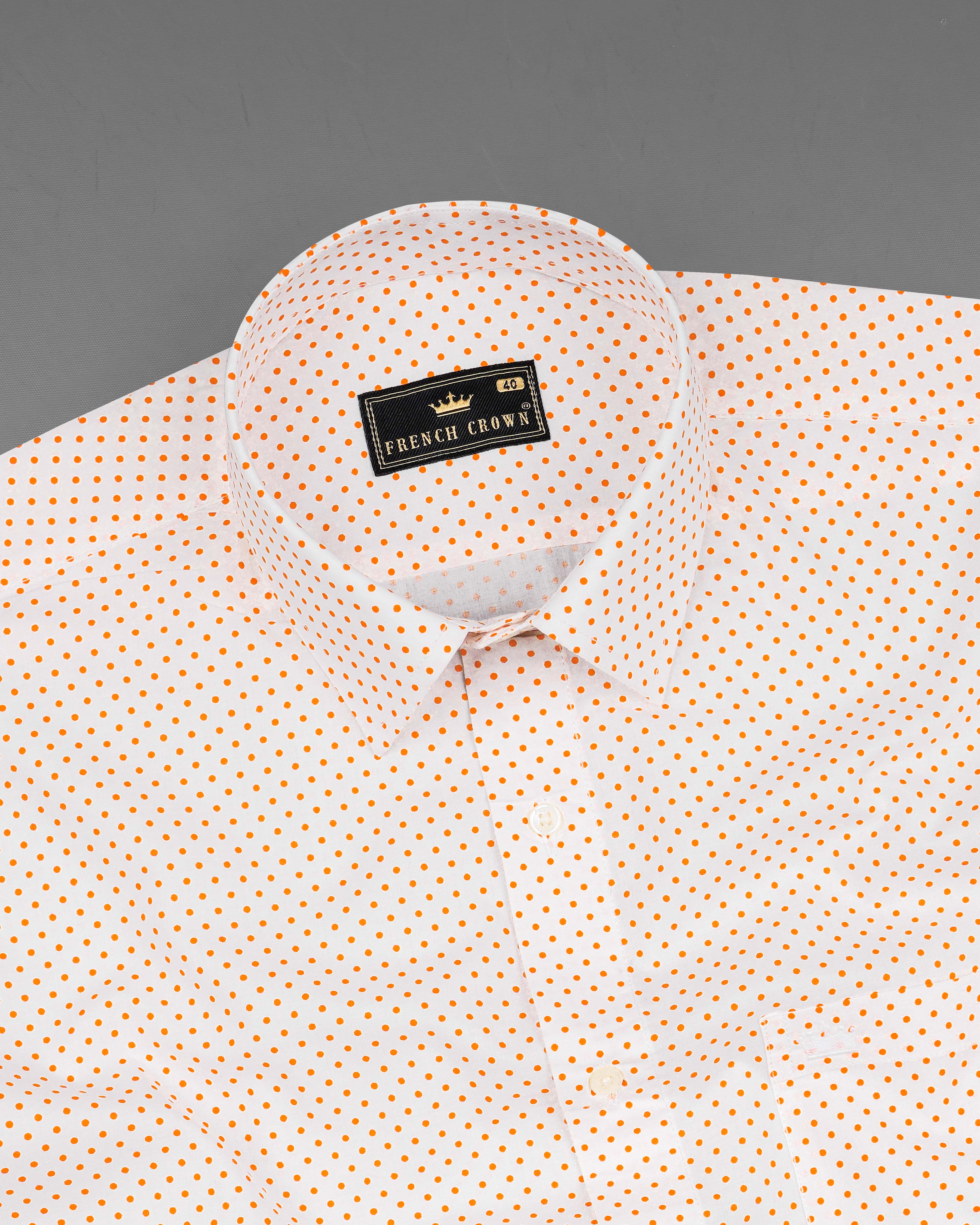 Off White Polka Dotted Premium Cotton Shirt 8141-38, 8141-H-38, 8141-39, 8141-H-39, 8141-40, 8141-H-40, 8141-42, 8141-H-42, 8141-44, 8141-H-44, 8141-46, 8141-H-46, 8141-48, 8141-H-48, 8141-50, 8141-H-50, 8141-52, 8141-H-52
