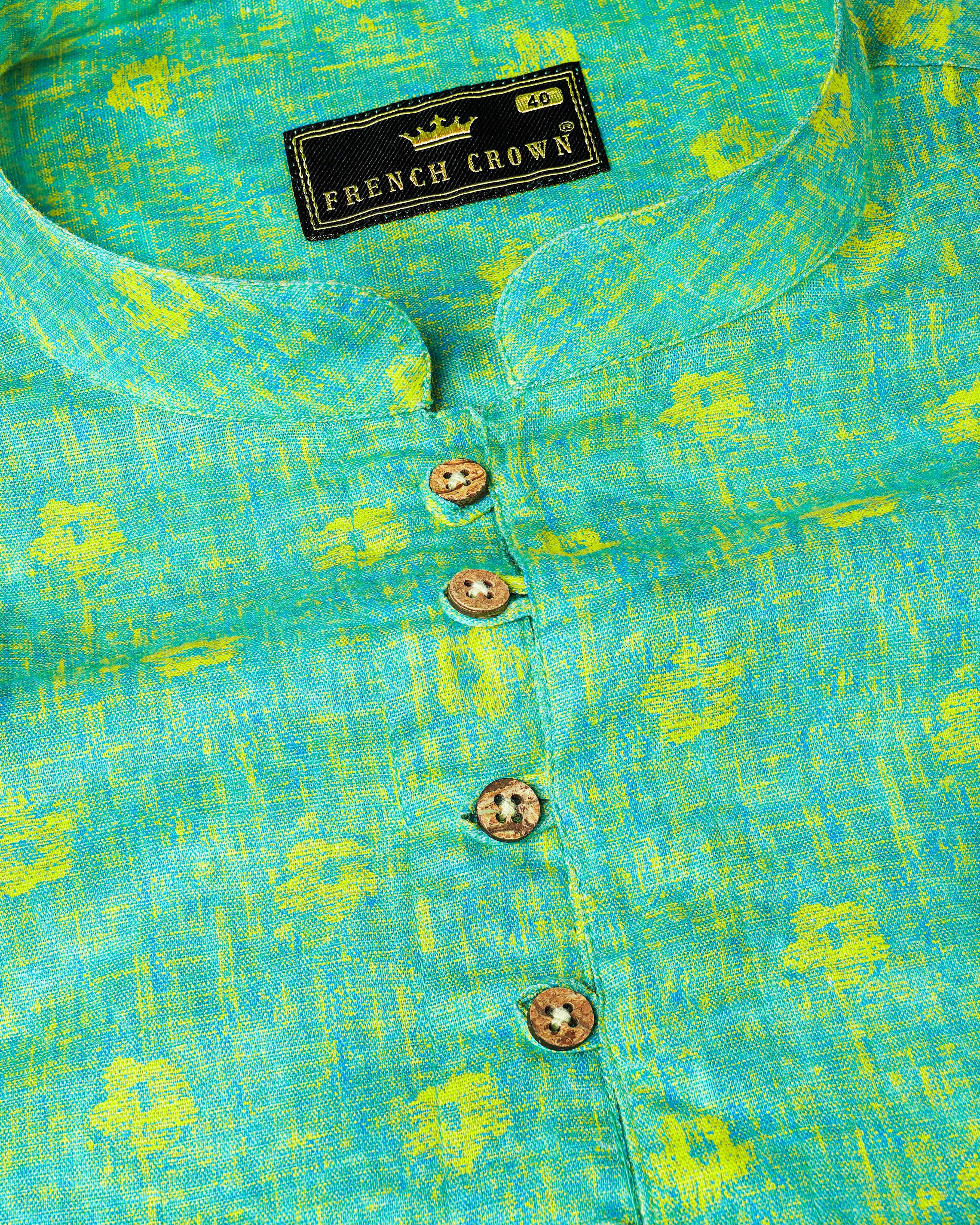 Turquoise Aqua Green Printed Luxurious Linen Kurta Shirt 8151-KS-38, 8151-KS-H-38, 8151-KS-39, 8151-KS-H-39, 8151-KS-40, 8151-KS-H-40, 8151-KS-42, 8151-KS-H-42, 8151-KS-44, 8151-KS-H-44, 8151-KS-46, 8151-KS-H-46, 8151-KS-48, 8151-KS-H-48, 8151-KS-50, 8151-KS-H-50, 8151-KS-52, 8151-KS-H-52