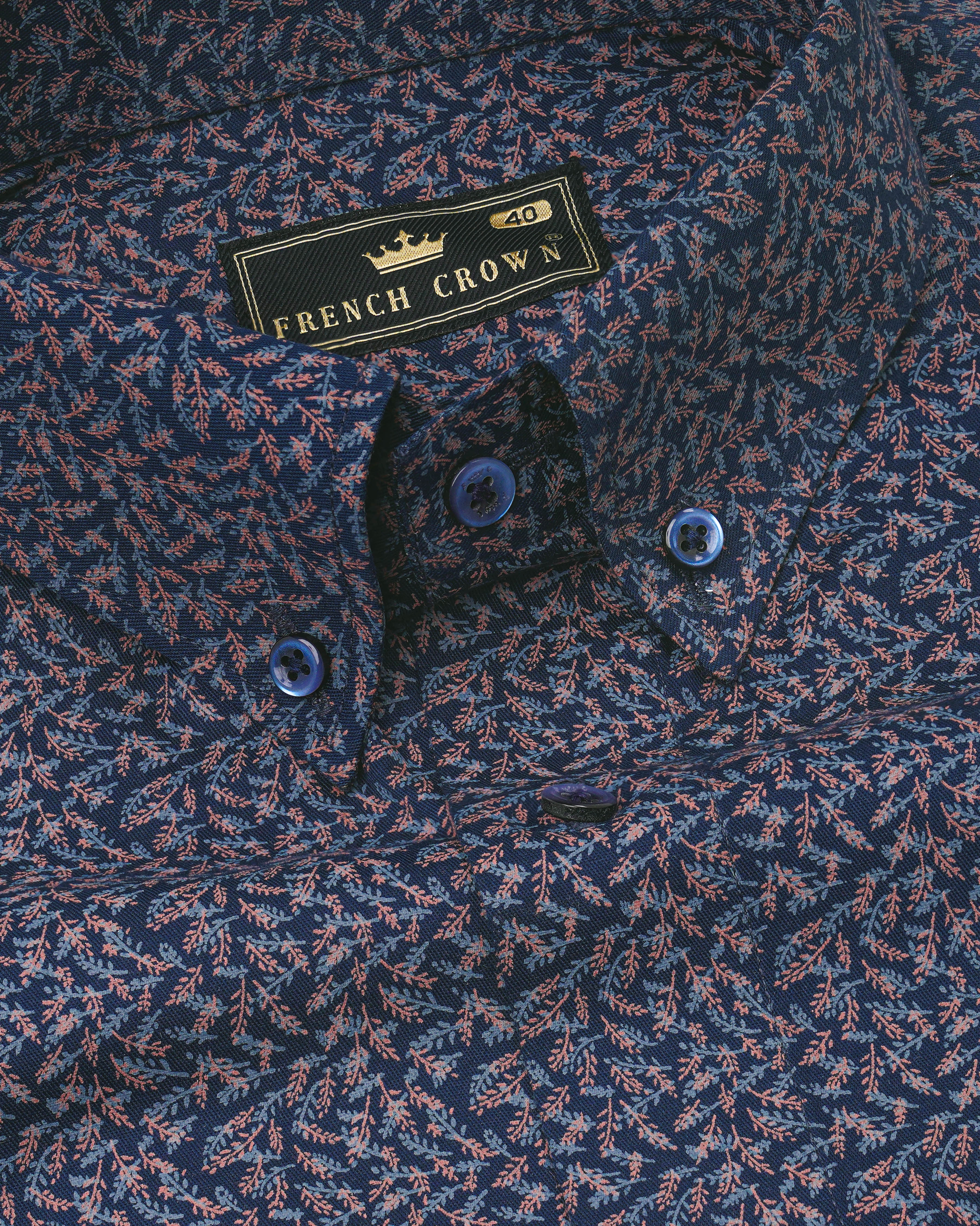 Tangaroa Blue with Copper Rose Peach Ditsy Printed Royal Oxford Shirt 8183-BD-BLE-38, 8183-BD-BLE-H-38, 8183-BD-BLE-39, 8183-BD-BLE-H-39, 8183-BD-BLE-40, 8183-BD-BLE-H-40, 8183-BD-BLE-42, 8183-BD-BLE-H-42, 8183-BD-BLE-44, 8183-BD-BLE-H-44, 8183-BD-BLE-46, 8183-BD-BLE-H-46, 8183-BD-BLE-48, 8183-BD-BLE-H-48, 8183-BD-BLE-50, 8183-BD-BLE-H-50, 8183-BD-BLE-52, 8183-BD-BLE-H-52