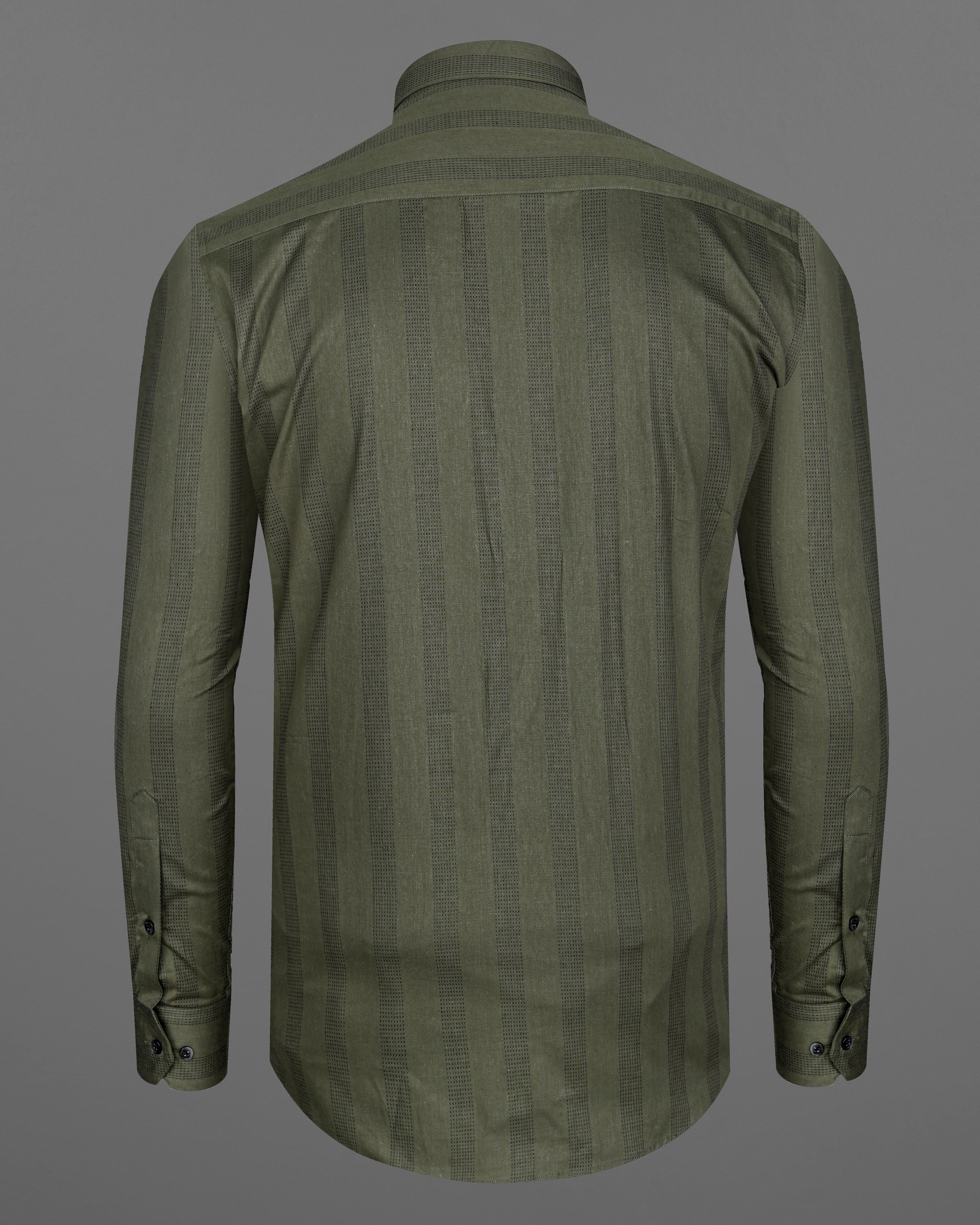 Fuscous Green and Black Striped Dobby Textured Giza Cotton Shirt 8213-BLK-38,8213-BLK-38,8213-BLK-39,8213-BLK-39,8213-BLK-40,8213-BLK-40,8213-BLK-42,8213-BLK-42,8213-BLK-44,8213-BLK-44,8213-BLK-46,8213-BLK-46,8213-BLK-48,8213-BLK-48,8213-BLK-50,8213-BLK-50,8213-BLK-52,8213-BLK-52