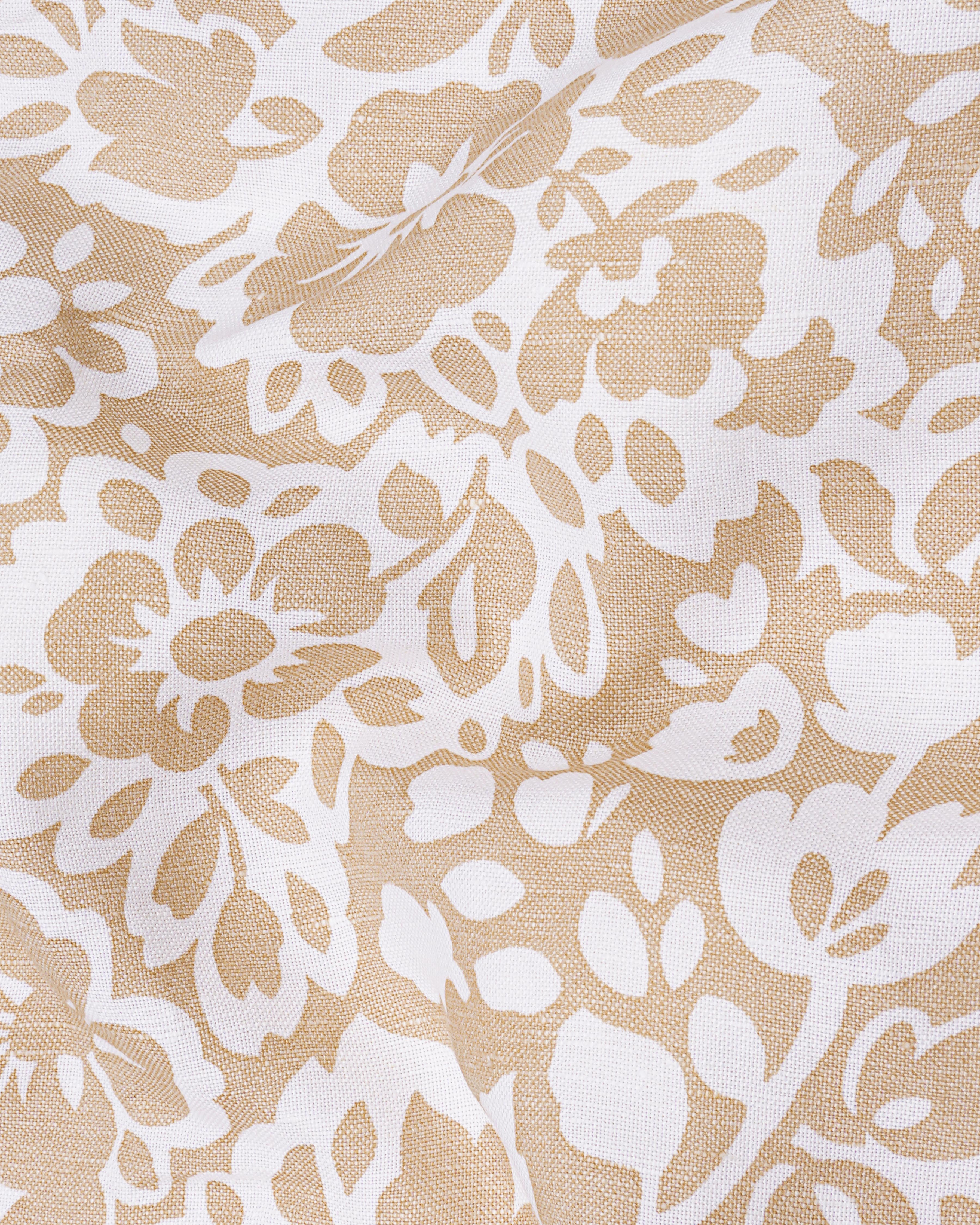 Rodeo Dust Brown with White Floral Luxurious Linen Shirt