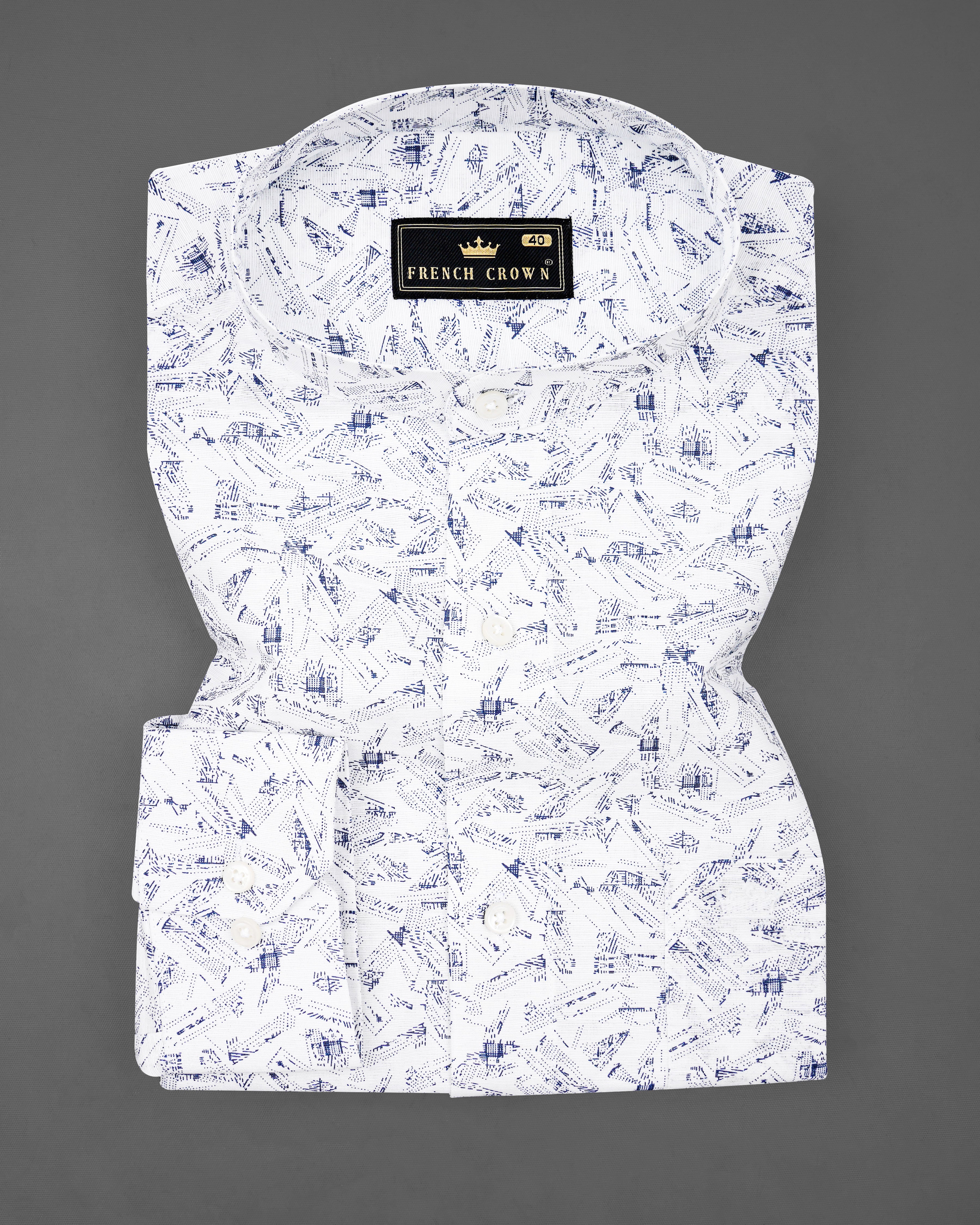 Bright White With Thunder Navy Blue Printed Luxurious Linen Shirt 8263-M-38, 8263-M-H-38, 8263-M-39, 8263-M-H-39, 8263-M-40, 8263-M-H-40, 8263-M-42, 8263-M-H-42, 8263-M-44, 8263-M-H-44, 8263-M-46, 8263-M-H-46, 8263-M-48, 8263-M-H-48, 8263-M-50, 8263-M-H-50, 8263-M-52, 8263-M-H-52