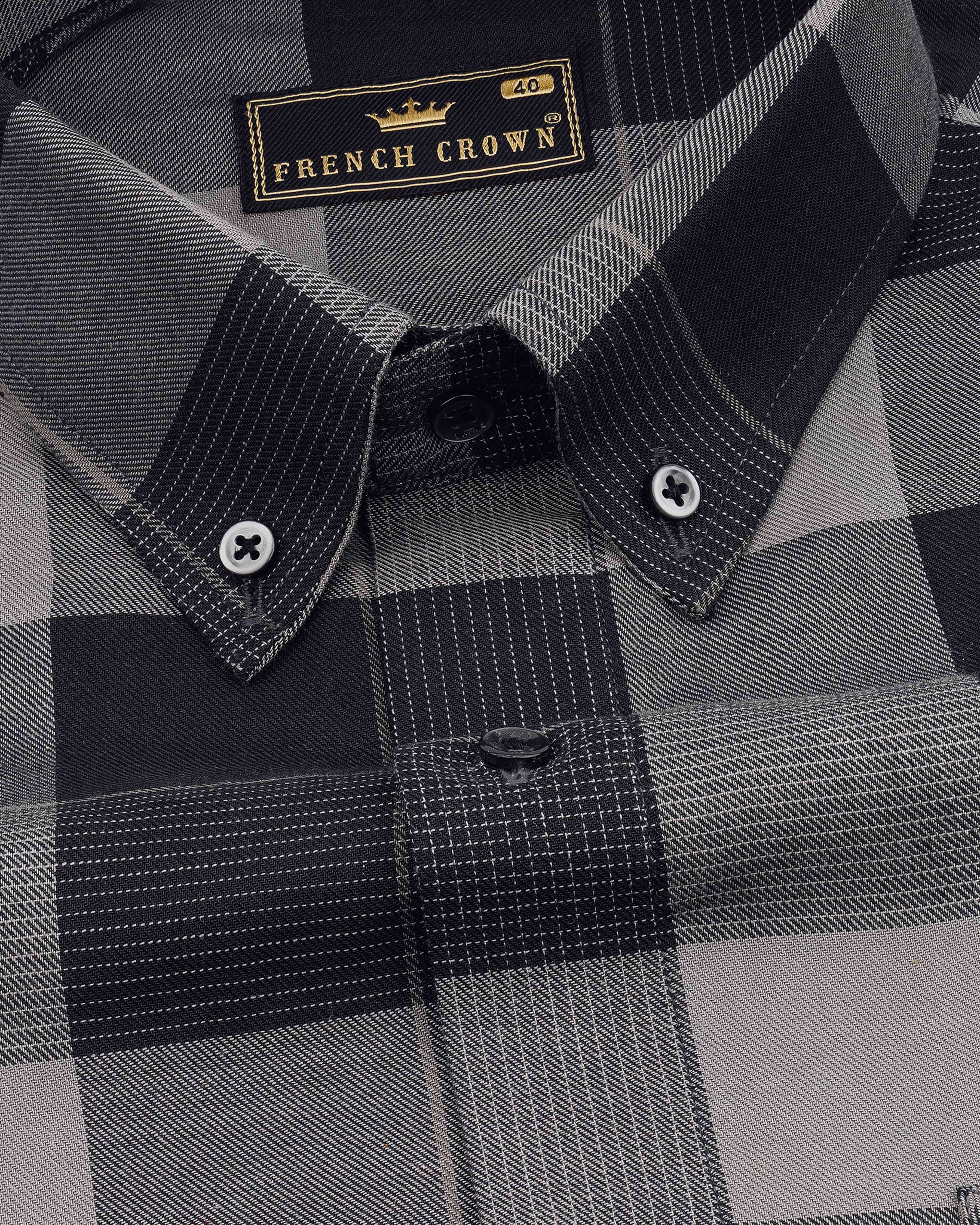 Jade Black with Bronco Gray Twill Checked Premium Cotton Shirt 8357-BD-BLK-38, 8357-BD-BLK-H-38, 8357-BD-BLK-39, 8357-BD-BLK-H-39, 8357-BD-BLK-40, 8357-BD-BLK-H-40, 8357-BD-BLK-42, 8357-BD-BLK-H-42, 8357-BD-BLK-44, 8357-BD-BLK-H-44, 8357-BD-BLK-46, 8357-BD-BLK-H-46, 8357-BD-BLK-48, 8357-BD-BLK-H-48, 8357-BD-BLK-50, 8357-BD-BLK-H-50, 8357-BD-BLK-52, 8357-BD-BLK-H-52