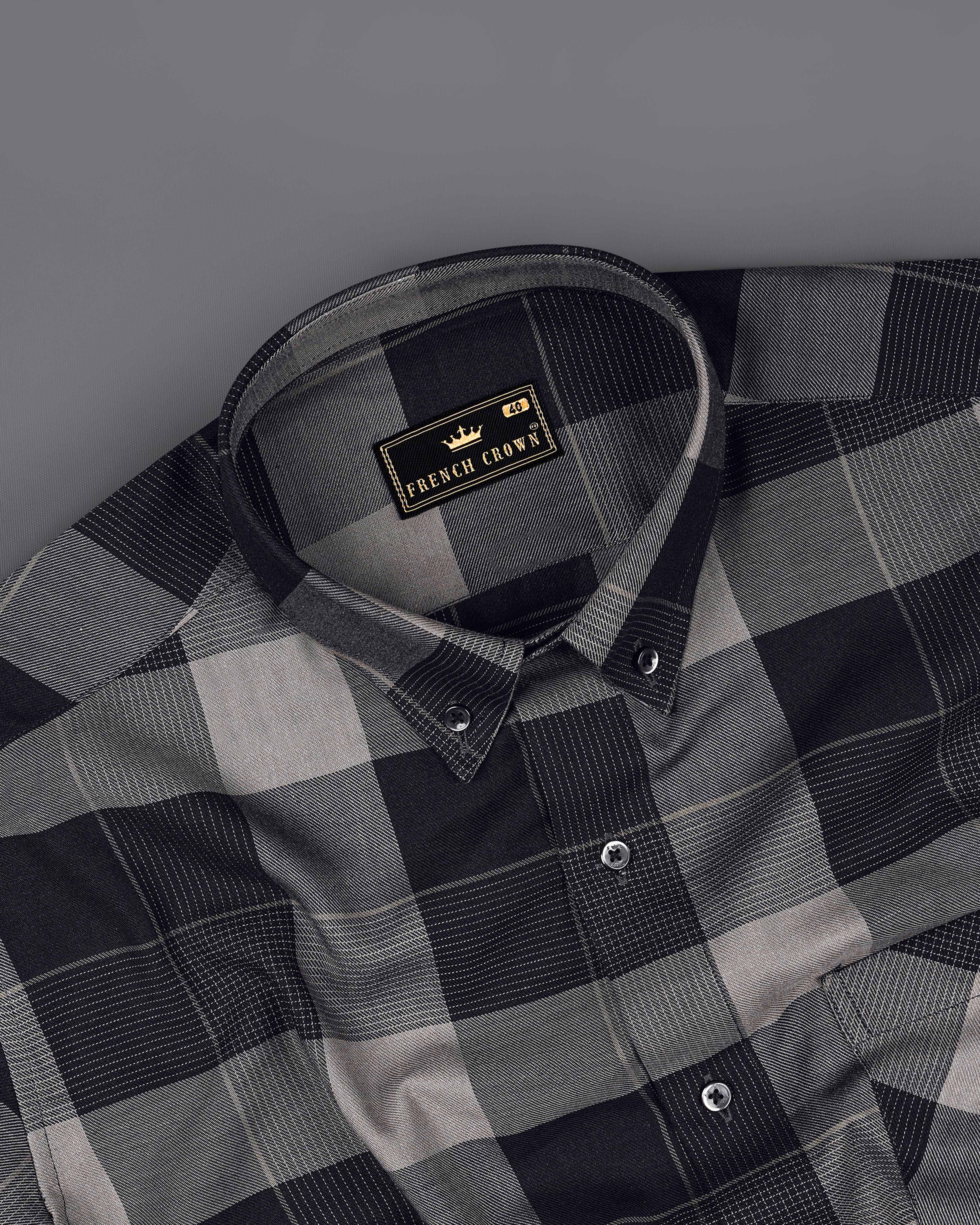Jade Black with Bronco Gray Twill Checked Premium Cotton Shirt 8357-BD-BLK-38, 8357-BD-BLK-H-38, 8357-BD-BLK-39, 8357-BD-BLK-H-39, 8357-BD-BLK-40, 8357-BD-BLK-H-40, 8357-BD-BLK-42, 8357-BD-BLK-H-42, 8357-BD-BLK-44, 8357-BD-BLK-H-44, 8357-BD-BLK-46, 8357-BD-BLK-H-46, 8357-BD-BLK-48, 8357-BD-BLK-H-48, 8357-BD-BLK-50, 8357-BD-BLK-H-50, 8357-BD-BLK-52, 8357-BD-BLK-H-52