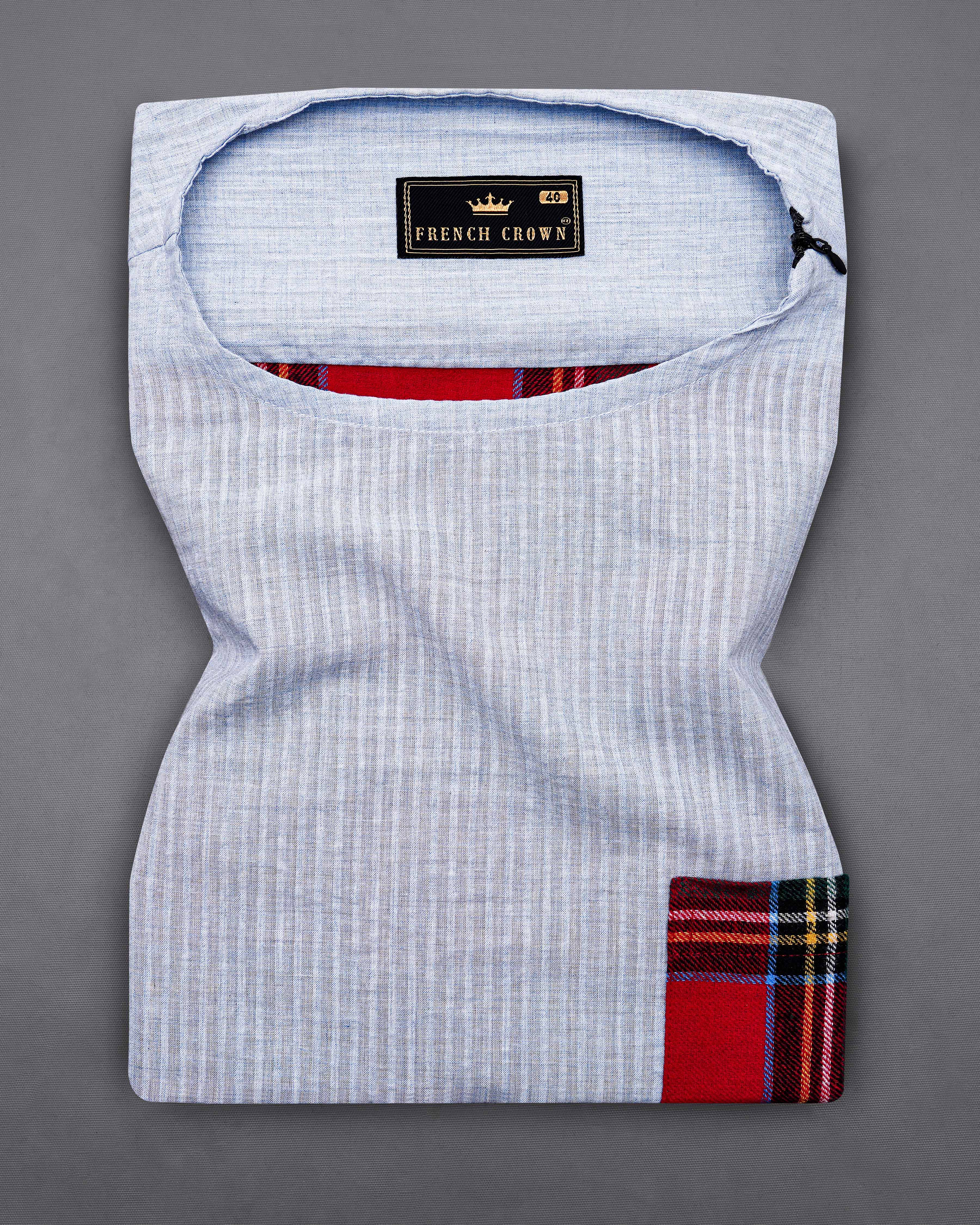 Geyser Gray with Scarlet Red Plaid Flannel Designer Bush Shirt 8370-P348-H-38,8370-P348-H-39,8370-P348-H-40,8370-P348-H-42,8370-P348-H-44,8370-P348-H-46,8370-P348-H-48,8370-P348-H-50, 8370-P348-H-52