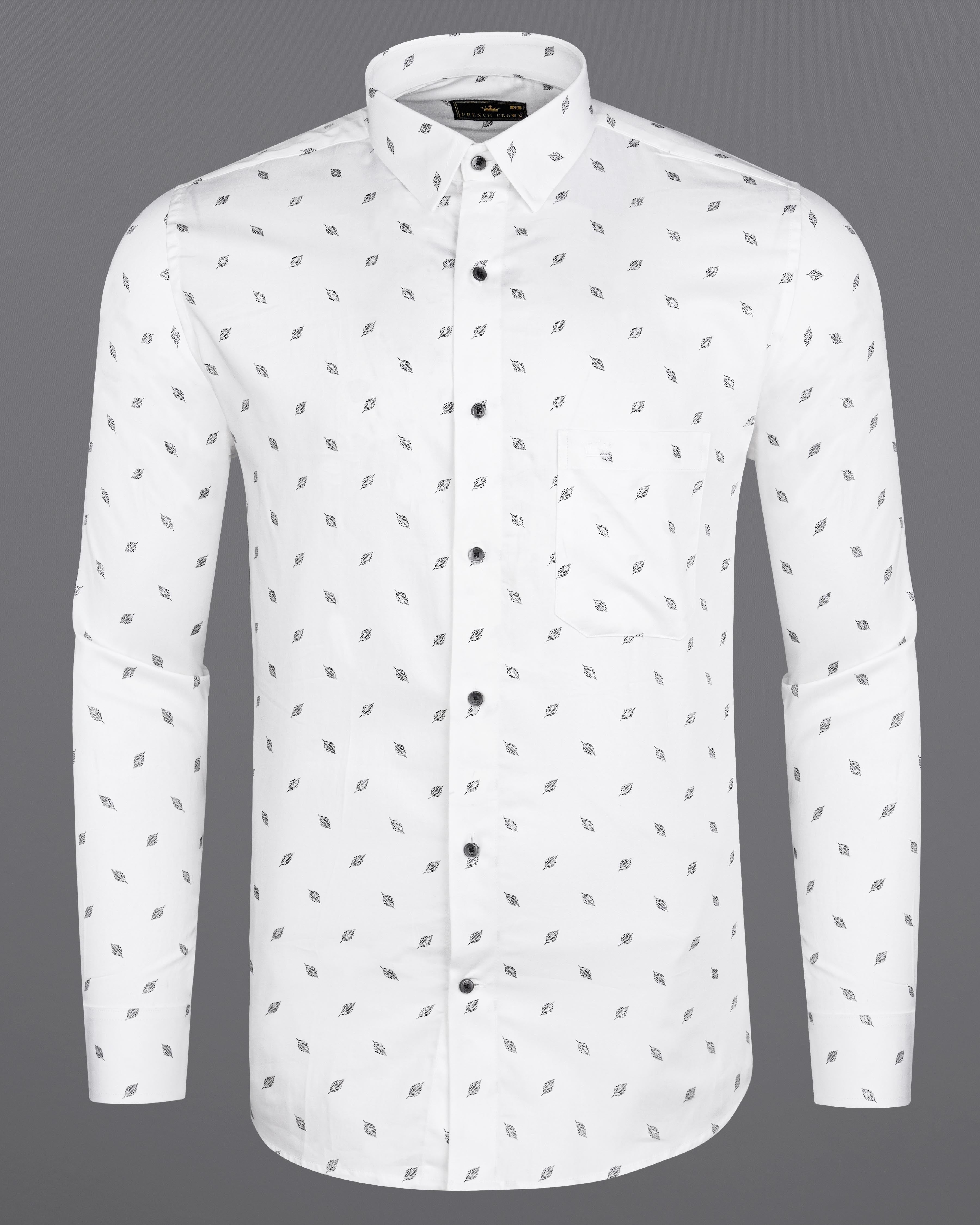 Bright White Leaves Printed Super Soft Premium Cotton Shirt 8397-BLK-38, 8397-BLK-H-38, 8397-BLK-39,8397-BLK-H-39, 8397-BLK-40, 8397-BLK-H-40, 8397-BLK-42, 8397-BLK-H-42, 8397-BLK-44, 8397-BLK-H-44, 8397-BLK-46, 8397-BLK-H-46, 8397-BLK-48, 8397-BLK-H-48, 8397-BLK-50, 8397-BLK-H-50, 8397-BLK-52, 8397-BLK-H-52