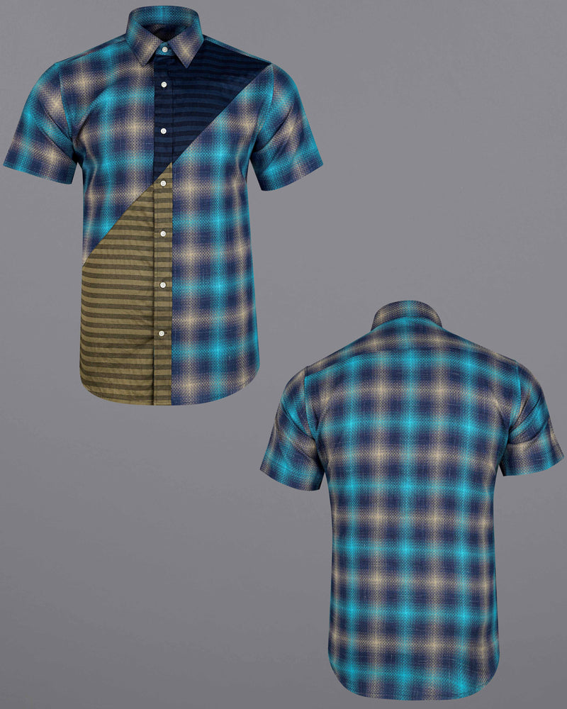 Picton Sky Blue Multicolour Block Pattern Dobby Premium Giza Cotton Designer Shirt 8417-P114-H-38, 8417-P114-H-39, 8417-P114-H-40, 8417-P114-H-42, 8417-P114-H-44, 8417-P114-H-46, 8417-P114-H-48, 8417-P114-H-50, 8417-P114-H-52
