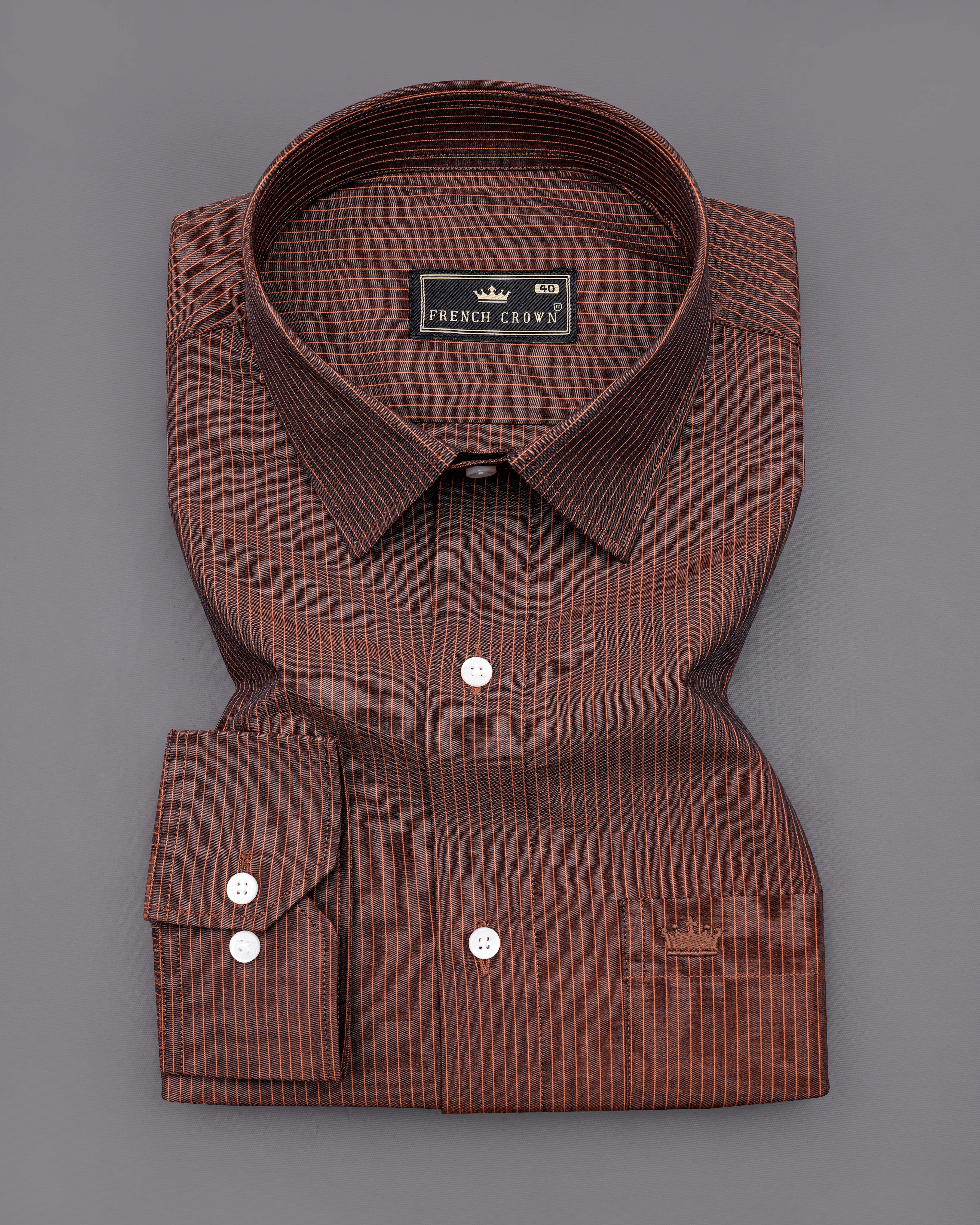 Buccaneer Brown Striped Premium Cotton Shirt 8494-38,8494-H-38,8494-39,8494-H-39,8494-40,8494-H-40,8494-42,8494-H-42,8494-44,8494-H-44,8494-46,8494-H-46,8494-48,8494-H-48,8494-50,8494-H-50,8494-52,8494-H-52