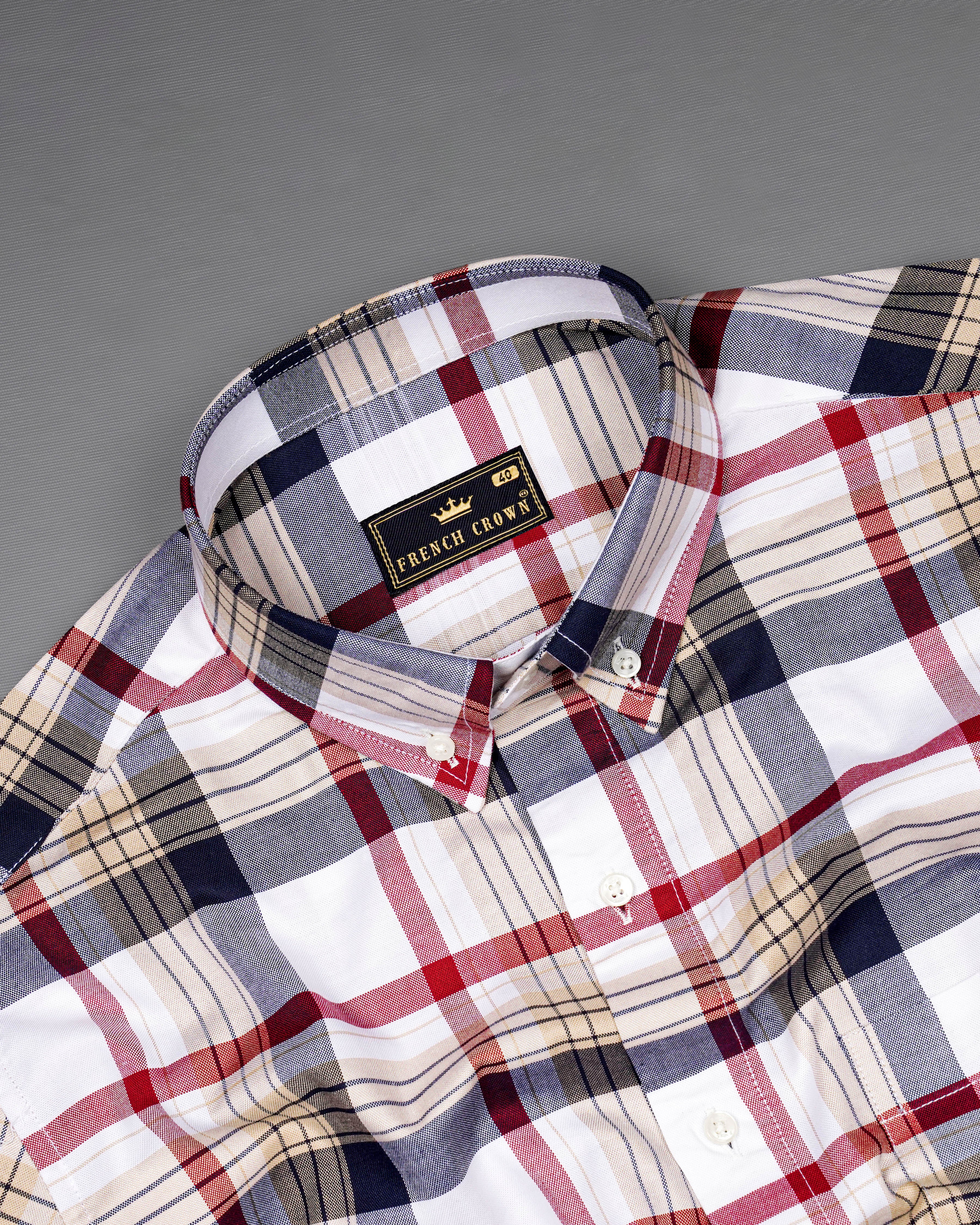 Bright White with Haiti Blue Multicolour Plaid Royal Oxford Shirt  8607-BD-38,8607-BD-H-38,8607-BD-39,8607-BD-H-39,8607-BD-40,8607-BD-H-40,8607-BD-42,8607-BD-H-42,8607-BD-44,8607-BD-H-44,8607-BD-46,8607-BD-H-46,8607-BD-48,8607-BD-H-48,8607-BD-50,8607-BD-H-50,8607-BD-52,8607-BD-H-52