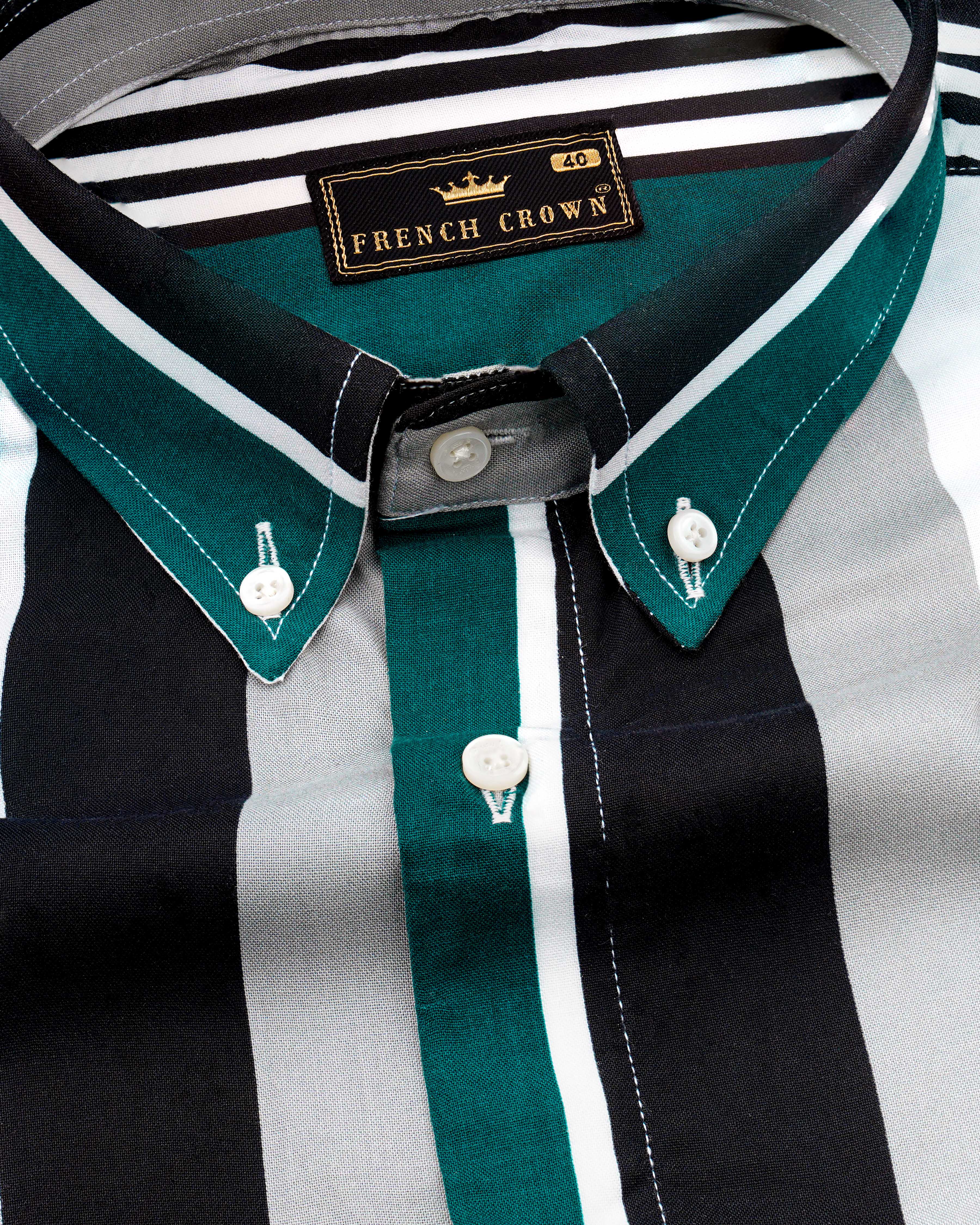 Daintree Green with Black and White Striped Premium Tencel Shirt  8611-BD-38,8611-BD-H-38,8611-BD-39,8611-BD-H-39,8611-BD-40,8611-BD-H-40,8611-BD-42,8611-BD-H-42,8611-BD-44,8611-BD-H-44,8611-BD-46,8611-BD-H-46,8611-BD-48,8611-BD-H-48,8611-BD-50,8611-BD-H-50,8611-BD-52,8611-BD-H-52
