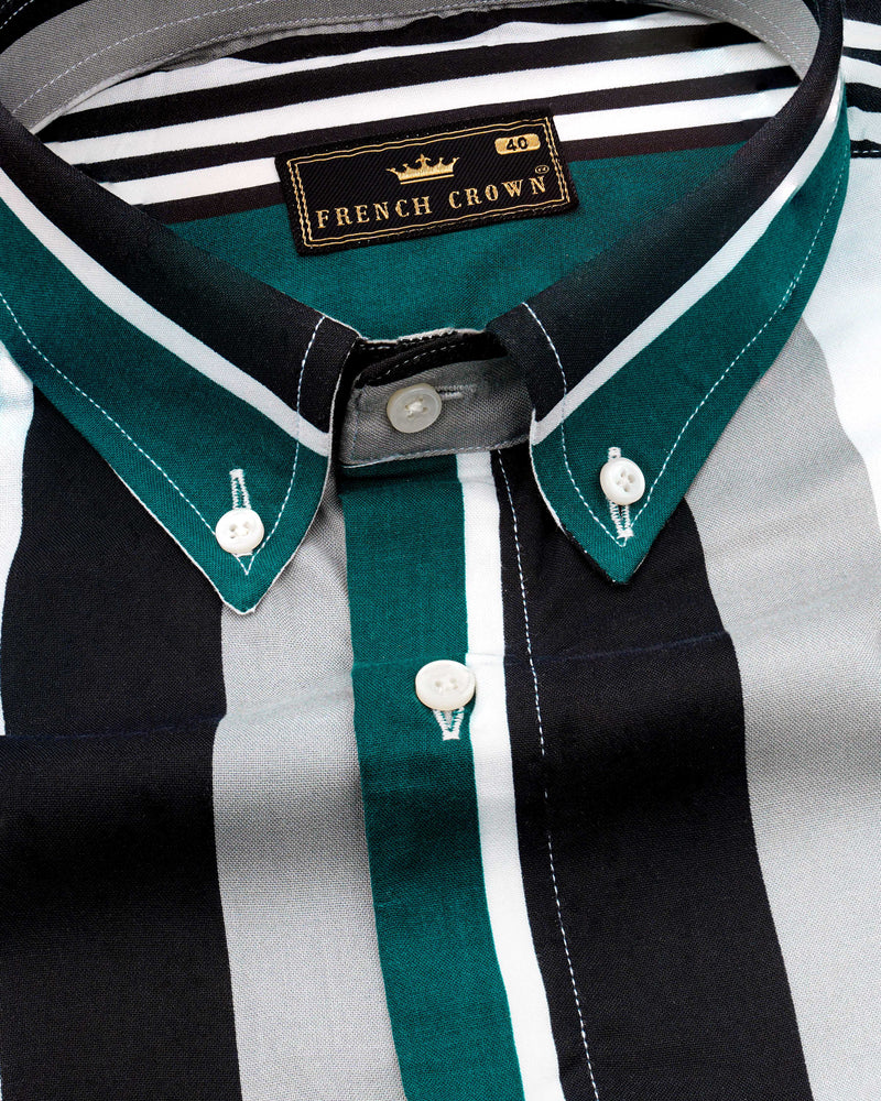 Daintree Green with Black and White Striped Premium Tencel Shirt 8611-BD-38,8611-BD-H-38,8611-BD-39,8611-BD-H-39,8611-BD-40,8611-BD-H-40,8611-BD-42,8611-BD-H-42,8611-BD-44,8611-BD-H-44,8611-BD-46,8611-BD-H-46,8611-BD-48,8611-BD-H-48,8611-BD-50,8611-BD-H-50,8611-BD-52,8611-BD-H-52