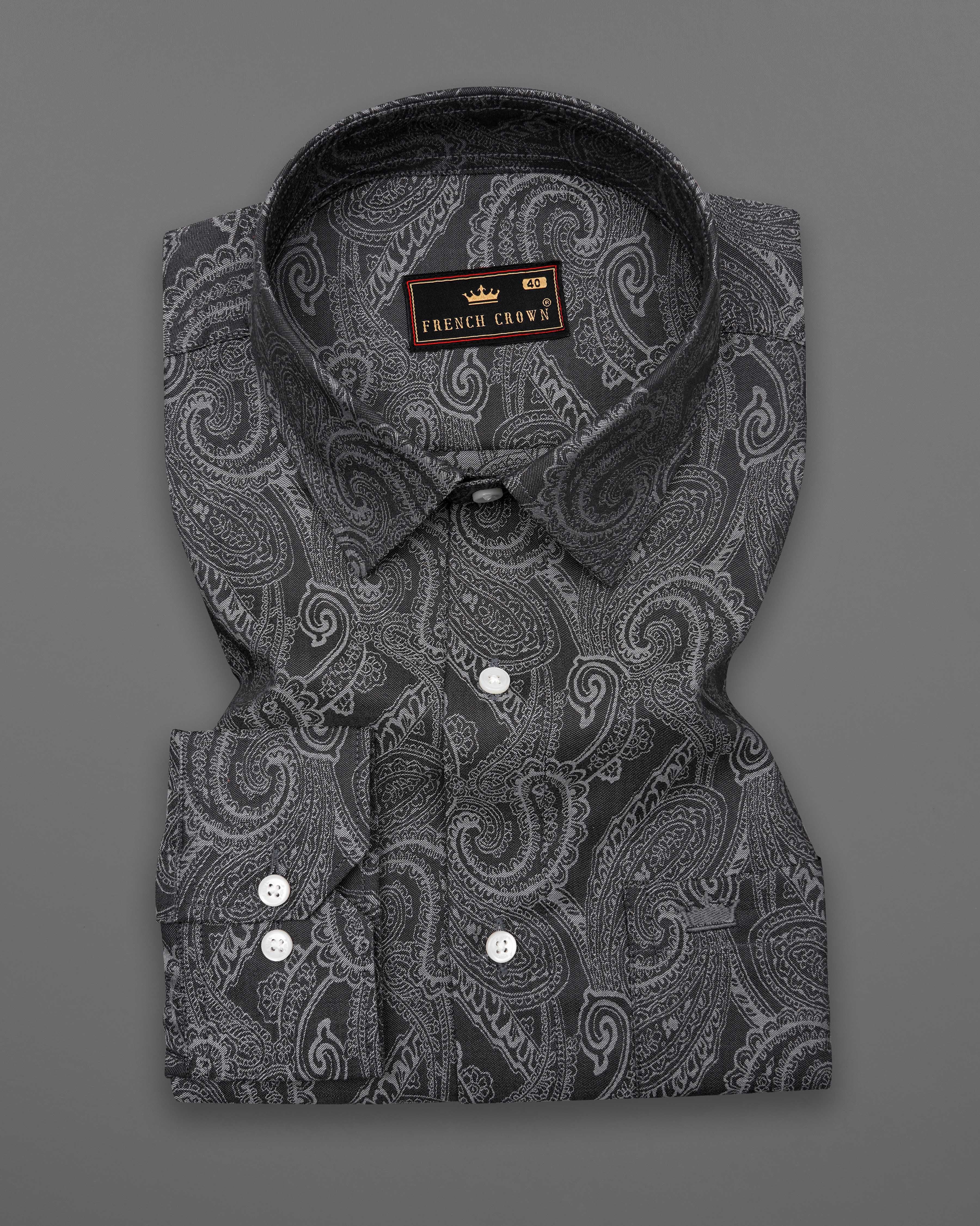 Dune with Topaz Gray Paisley Jacquard Textured Premium Giza Cotton Shirt 8657-38,8657-H-38,8657-39,8657-H-39,8657-40,8657-H-40,8657-42,8657-H-42,8657-44,8657-H-44,8657-46,8657-H-46,8657-48,8657-H-48,8657-50,8657-H-50,8657-52,8657-H-52