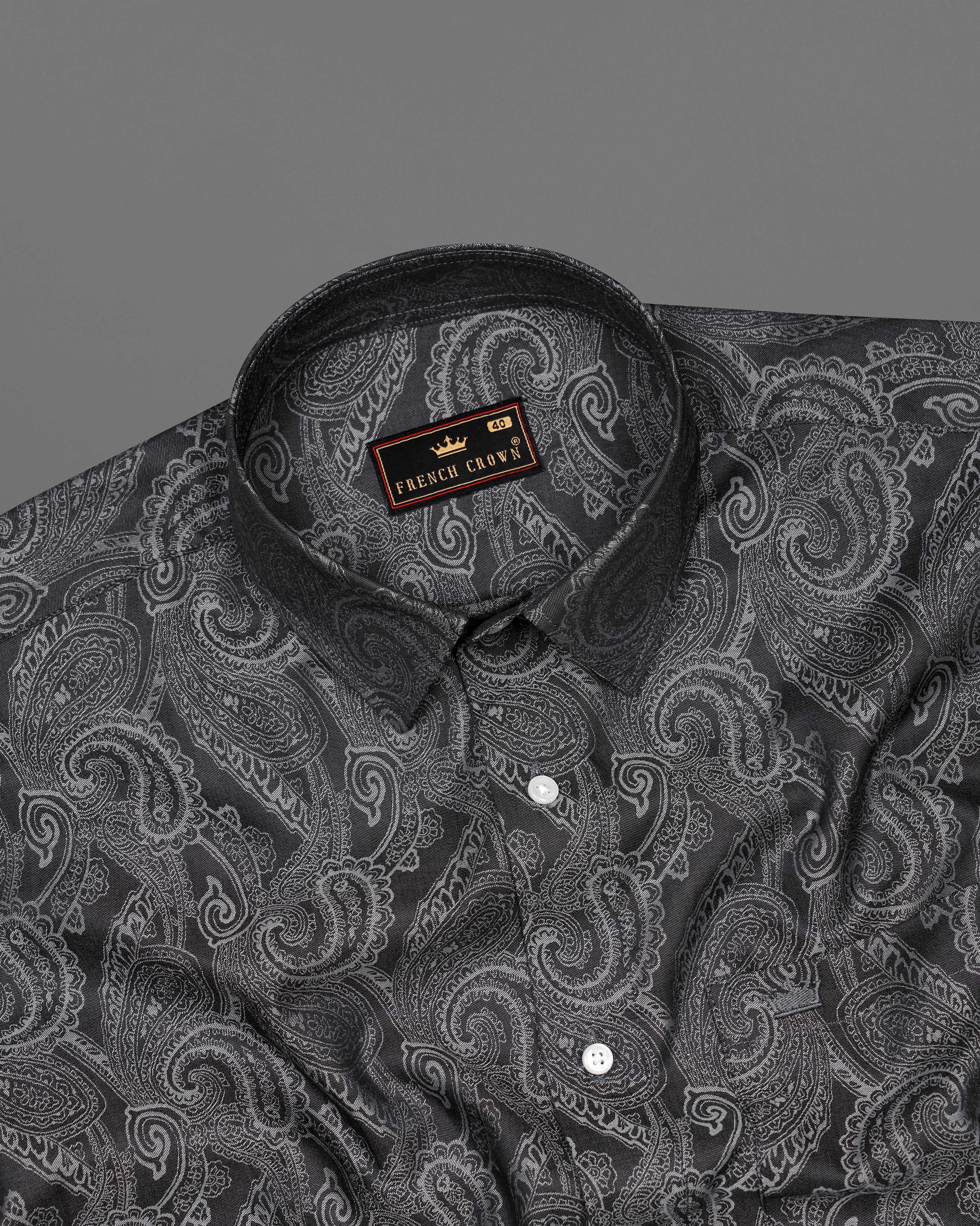 Dune with Topaz Gray Paisley Jacquard Textured Premium Giza Cotton Shirt 8657-38,8657-H-38,8657-39,8657-H-39,8657-40,8657-H-40,8657-42,8657-H-42,8657-44,8657-H-44,8657-46,8657-H-46,8657-48,8657-H-48,8657-50,8657-H-50,8657-52,8657-H-52