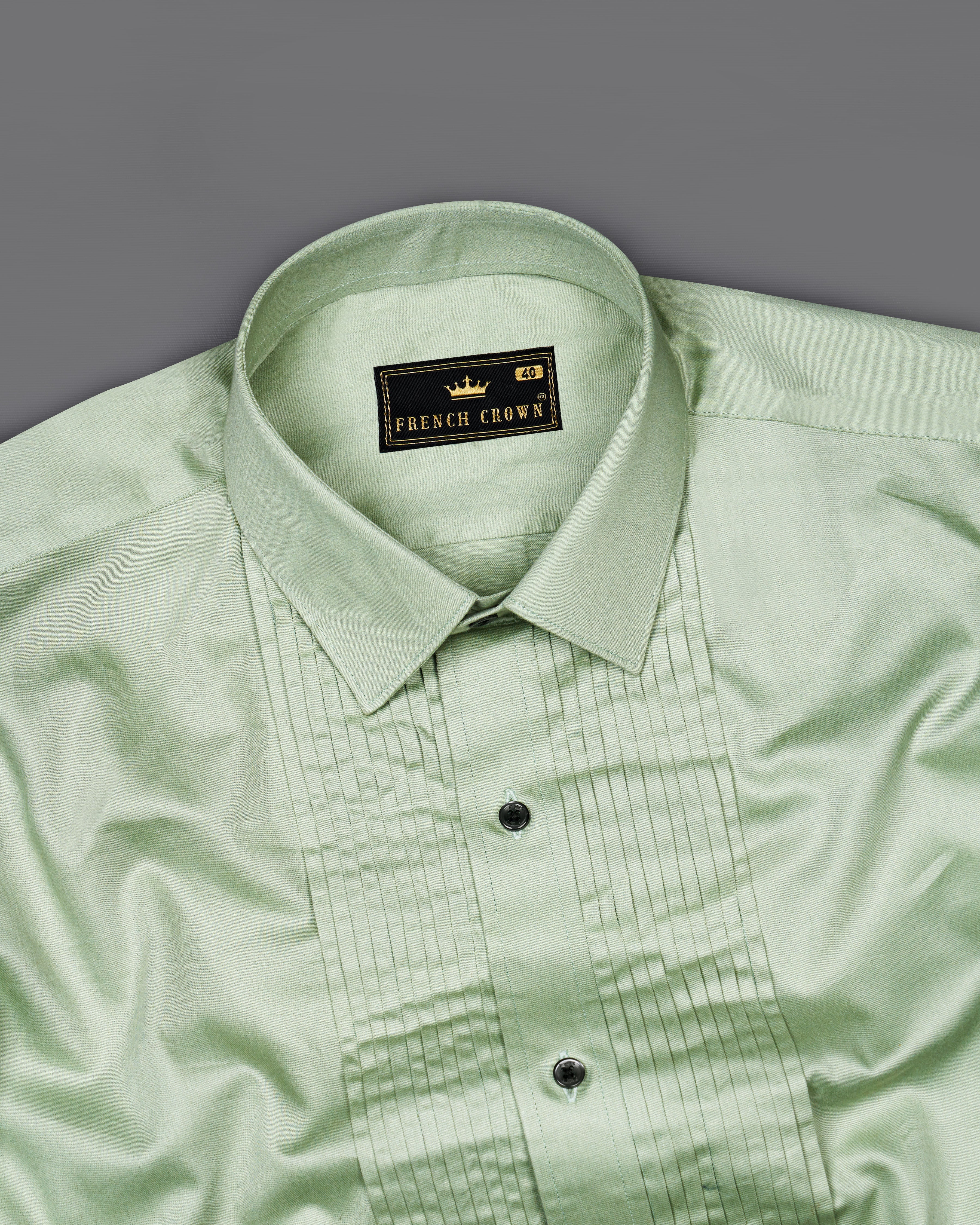 Coriander Green Subtle Sheen Snake Pleated Super Soft Premium Cotton Tuxedo Shirt 8664-BLK-TXD-38, 8664-BLK-TXD-H-38, 8664-BLK-TXD-39, 8664-BLK-TXD-H-39, 8664-BLK-TXD-40, 8664-BLK-TXD-H-40, 8664-BLK-TXD-42, 8664-BLK-TXD-H-42, 8664-BLK-TXD-44, 8664-BLK-TXD-H-44, 8664-BLK-TXD-46, 8664-BLK-TXD-H-46, 8664-BLK-TXD-48, 8664-BLK-TXD-H-48, 8664-BLK-TXD-50, 8664-BLK-TXD-H-50, 8664-BLK-TXD-52, 8664-BLK-TXD-H-52