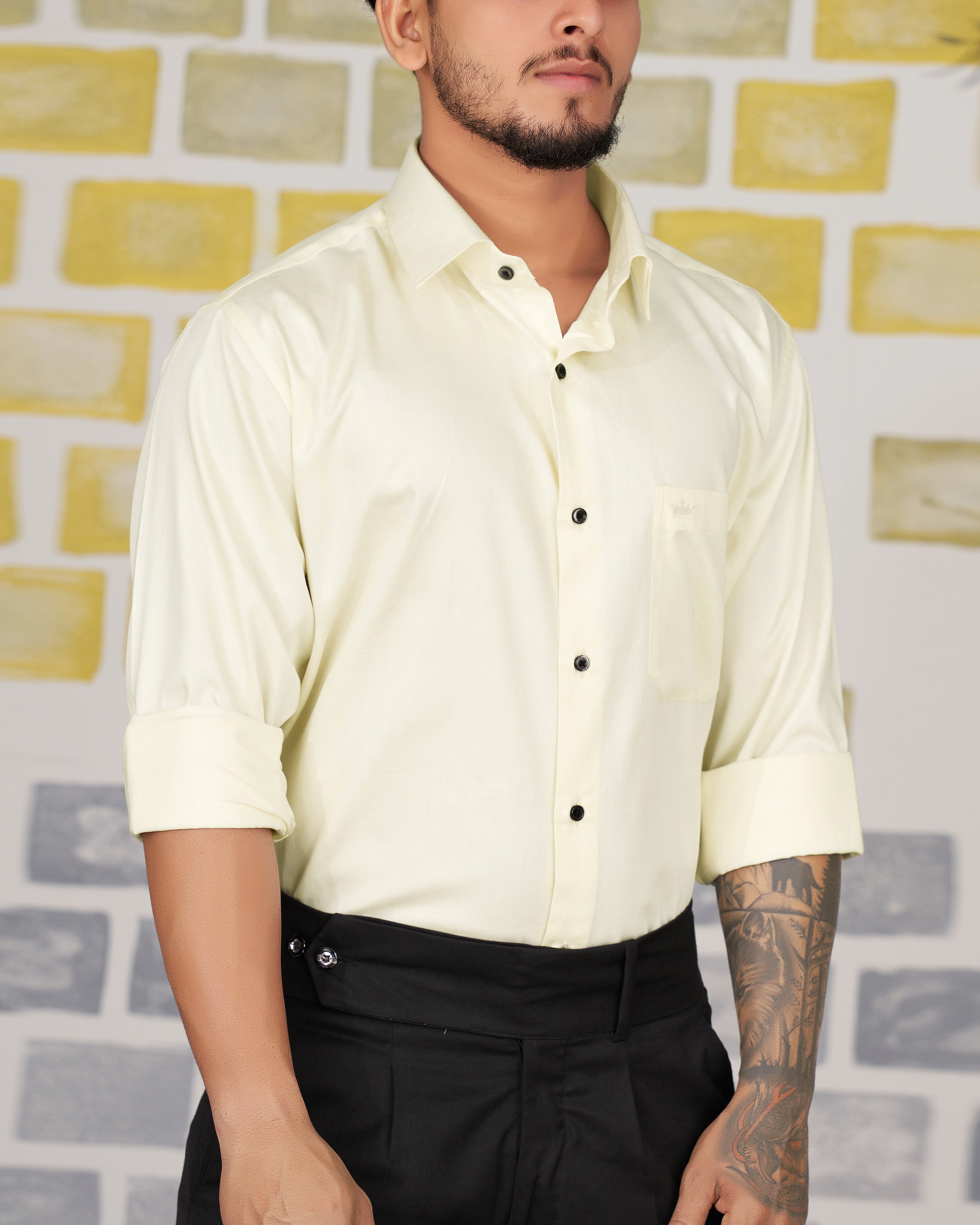 Merino Cream Subtle Sheen Super Soft Premium Cotton Shirt