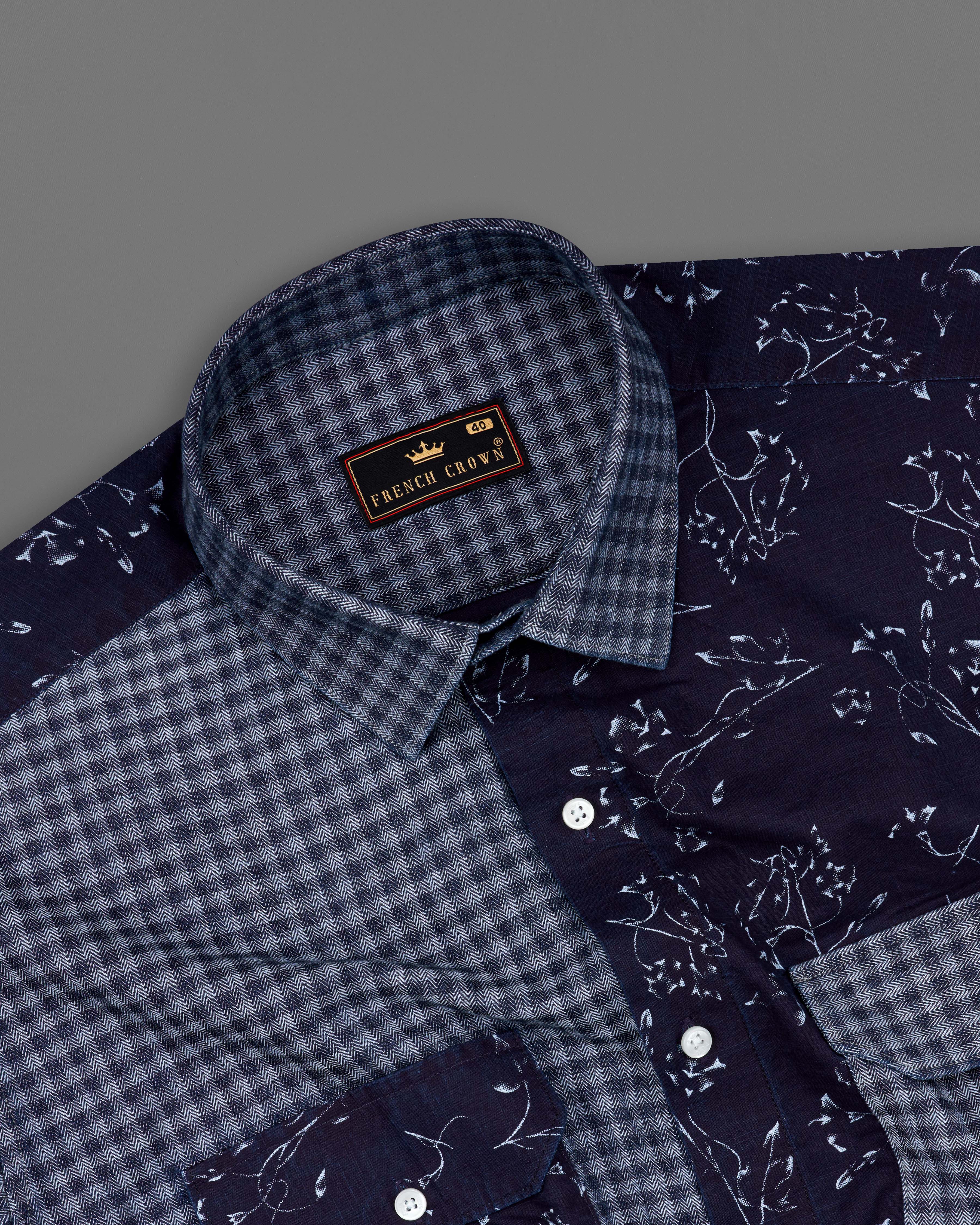 Cedar Blue with Storm Gray Gingham Printed Herringbone Designer Shirt 8704-P170-38,8704-P170-H-38,8704-P170-39,8704-P170-H-39,8704-P170-40,8704-P170-H-40,8704-P170-42,8704-P170-H-42,8704-P170-44,8704-P170-H-44,8704-P170-46,8704-P170-H-46,8704-P170-48,8704-P170-H-48,8704-P170-50,8704-P170-H-50,8704-P170-52,8704-P170-H-52