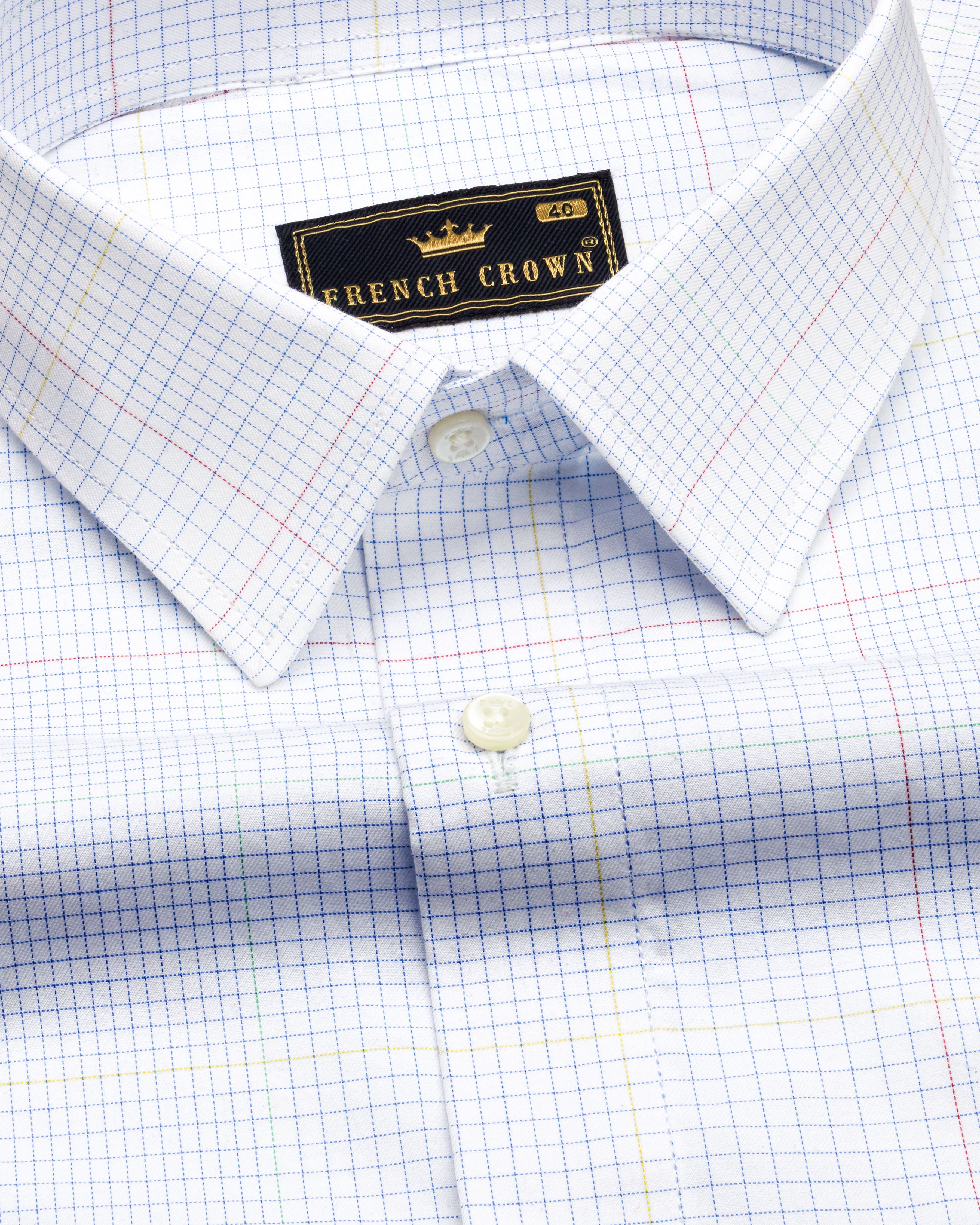 Bright White Twill Checkered Premium Cotton Shirt  8712-38,8712-H-38,8712-39,8712-H-39,8712-40,8712-H-40,8712-42,8712-H-42,8712-44,8712-H-44,8712-46,8712-H-46,8712-48,8712-H-48,8712-50,8712-H-50,8712-52,8712-H-52