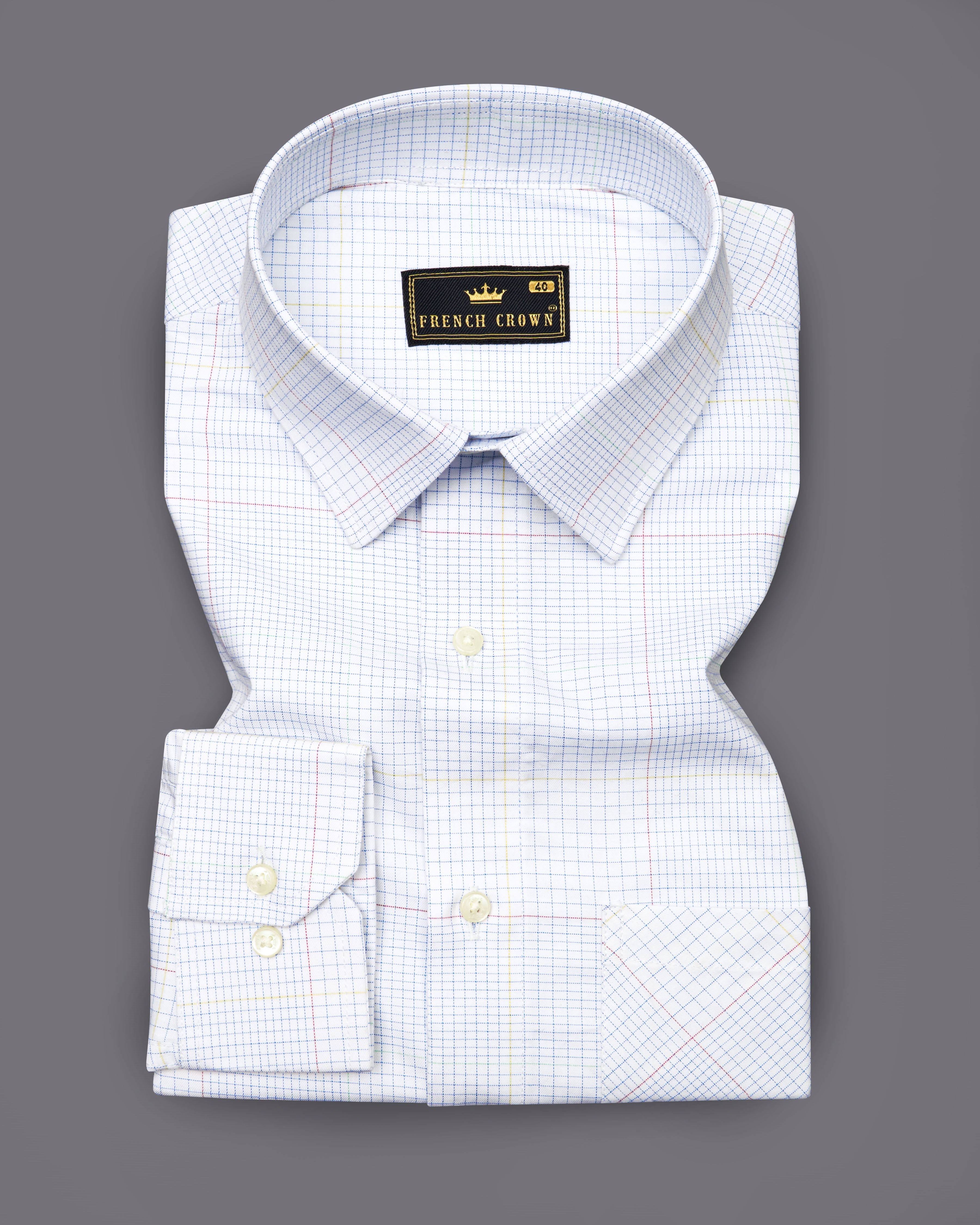Bright White Twill Checkered Premium Cotton Shirt 8712-38,8712-H-38,8712-39,8712-H-39,8712-40,8712-H-40,8712-42,8712-H-42,8712-44,8712-H-44,8712-46,8712-H-46,8712-48,8712-H-48,8712-50,8712-H-50,8712-52,8712-H-52
