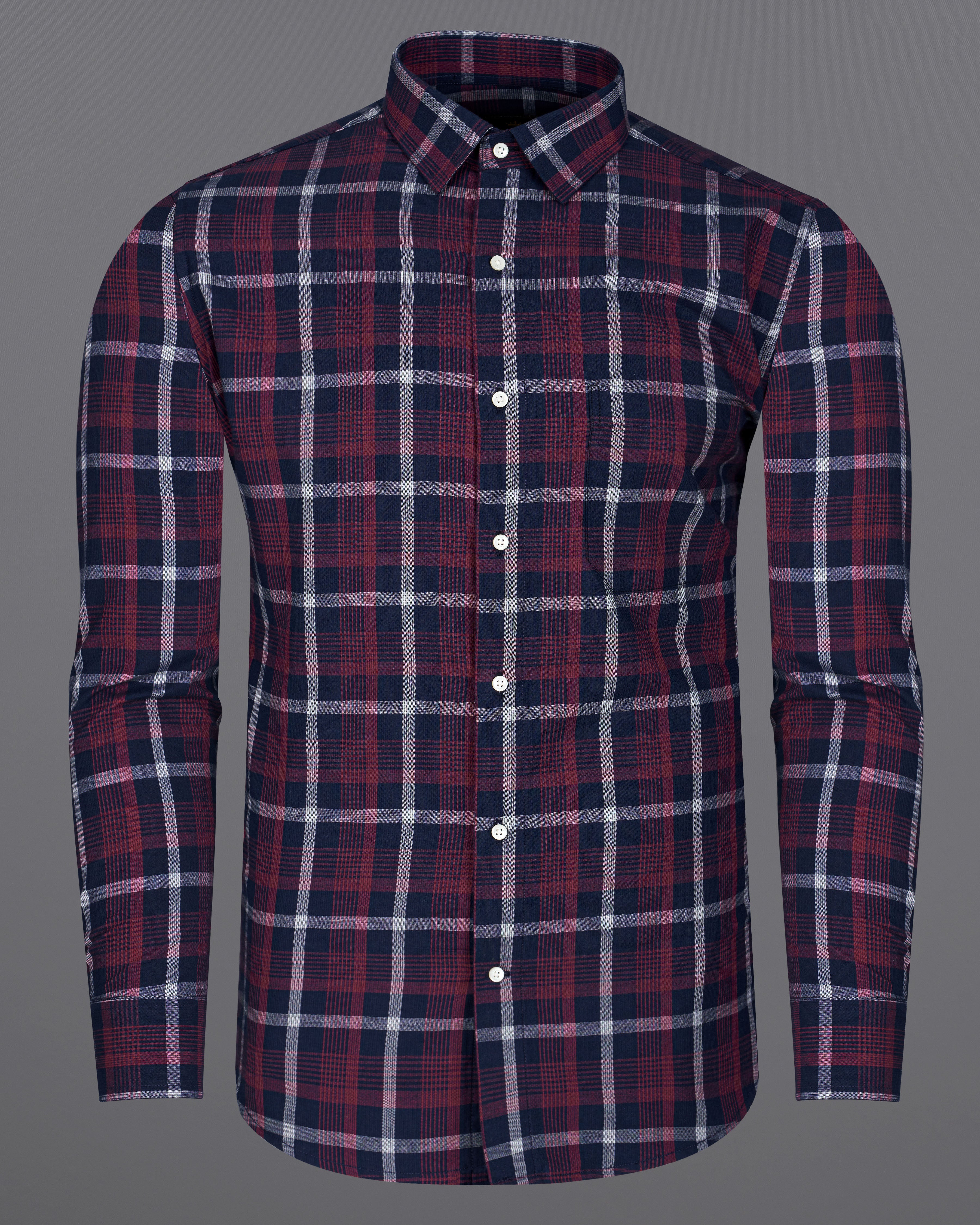 Merlot Red with Haiti Blue Windowpane Heavyweight Corduroy Shirt  8724-38,8724-H-38,8724-39,8724-H-39,8724-40,8724-H-40,8724-42,8724-H-42,8724-44,8724-H-44,8724-46,8724-H-46,8724-48,8724-H-48,8724-50,8724-H-50,8724-52,8724-H-52