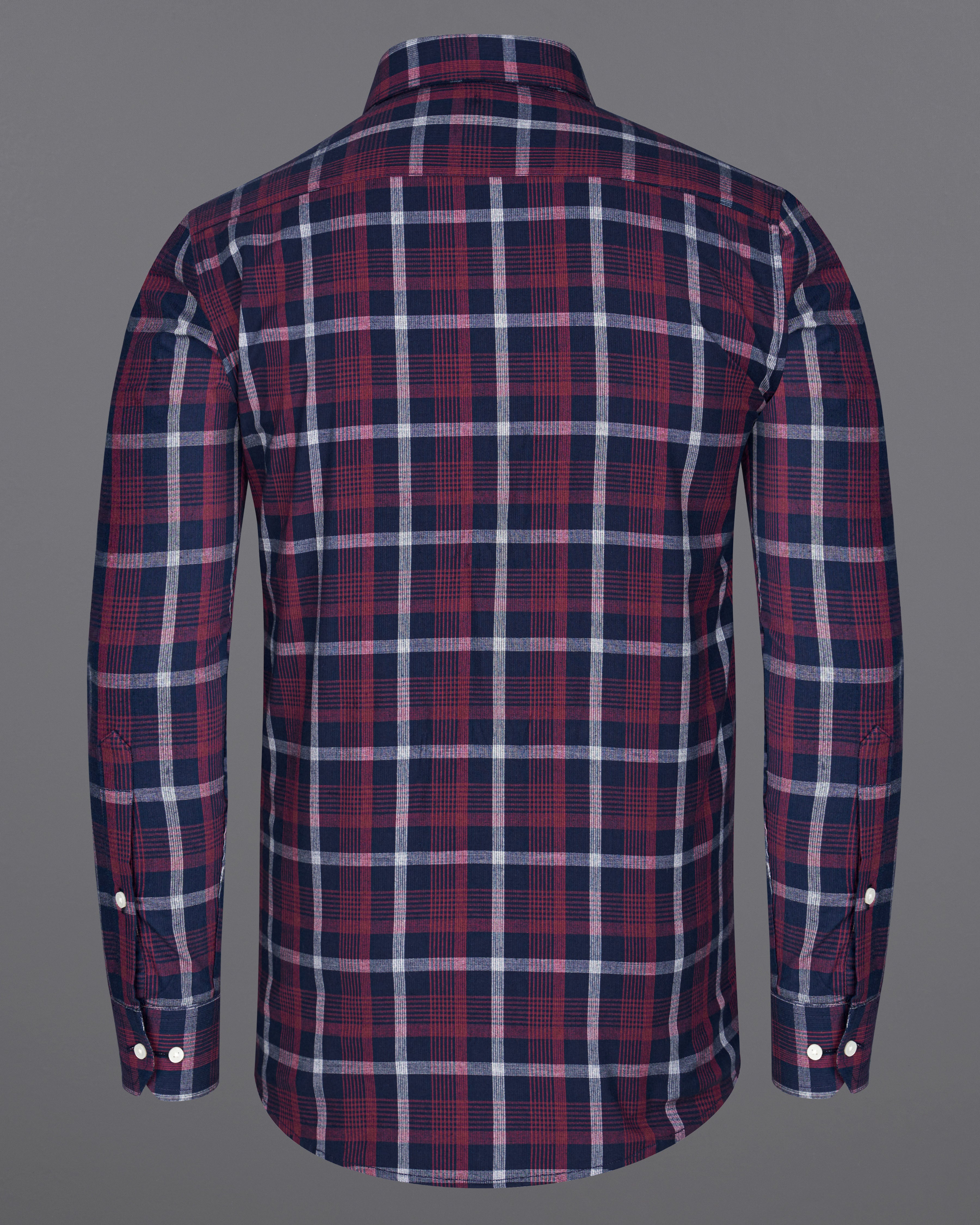 Merlot Red with Haiti Blue Windowpane Heavyweight Corduroy Shirt  8724-38,8724-H-38,8724-39,8724-H-39,8724-40,8724-H-40,8724-42,8724-H-42,8724-44,8724-H-44,8724-46,8724-H-46,8724-48,8724-H-48,8724-50,8724-H-50,8724-52,8724-H-52