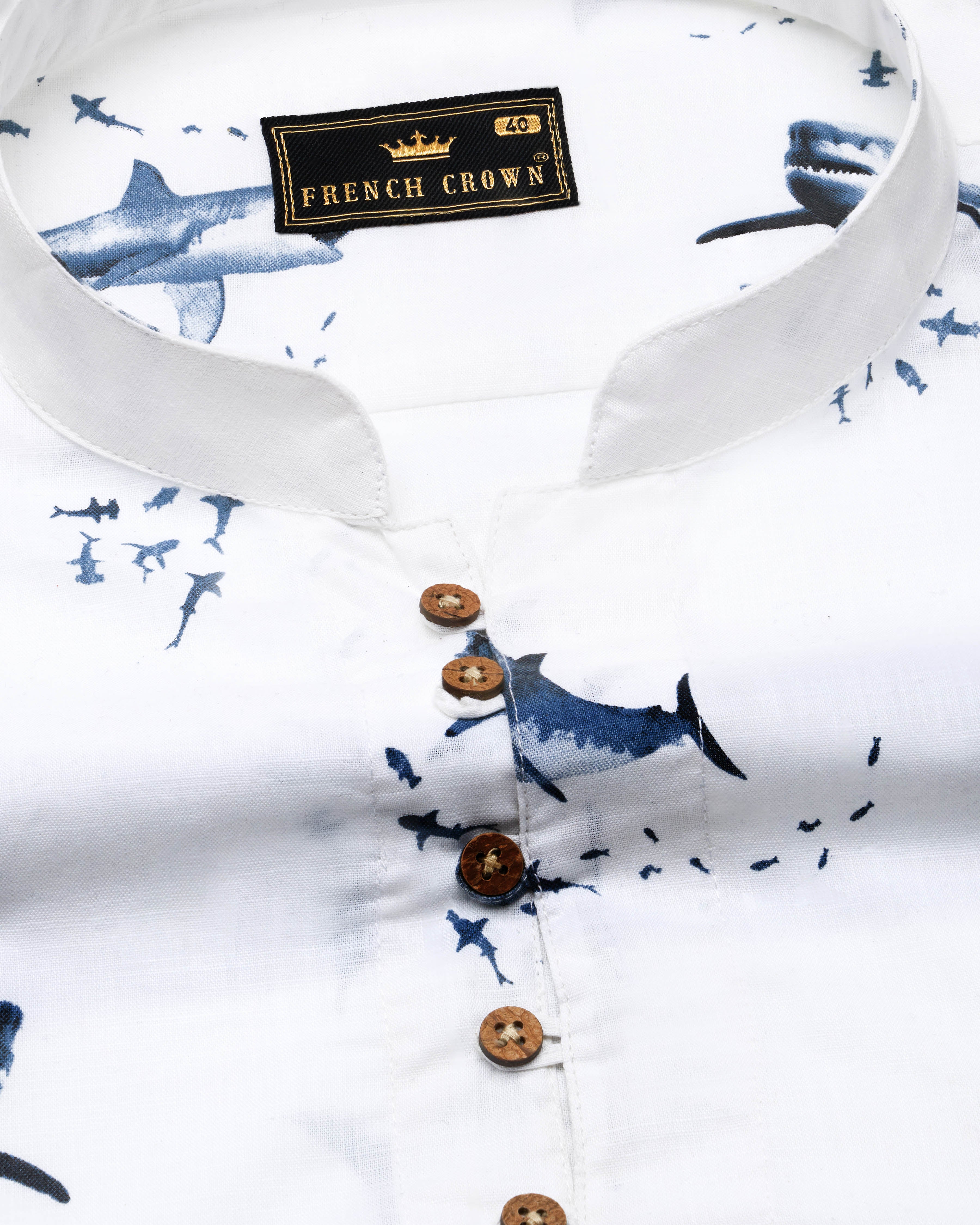 Bright White Shark Printed Luxurious Linen Kurta Shirt 8727-KS-38,8727-KS-H-38,8727-KS-39,8727-KS-H-39,8727-KS-40,8727-KS-H-40,8727-KS-42,8727-KS-H-42,8727-KS-44,8727-KS-H-44,8727-KS-46,8727-KS-H-46,8727-KS-48,8727-KS-H-48,8727-KS-50,8727-KS-H-50,8727-KS-52,8727-KS-H-52