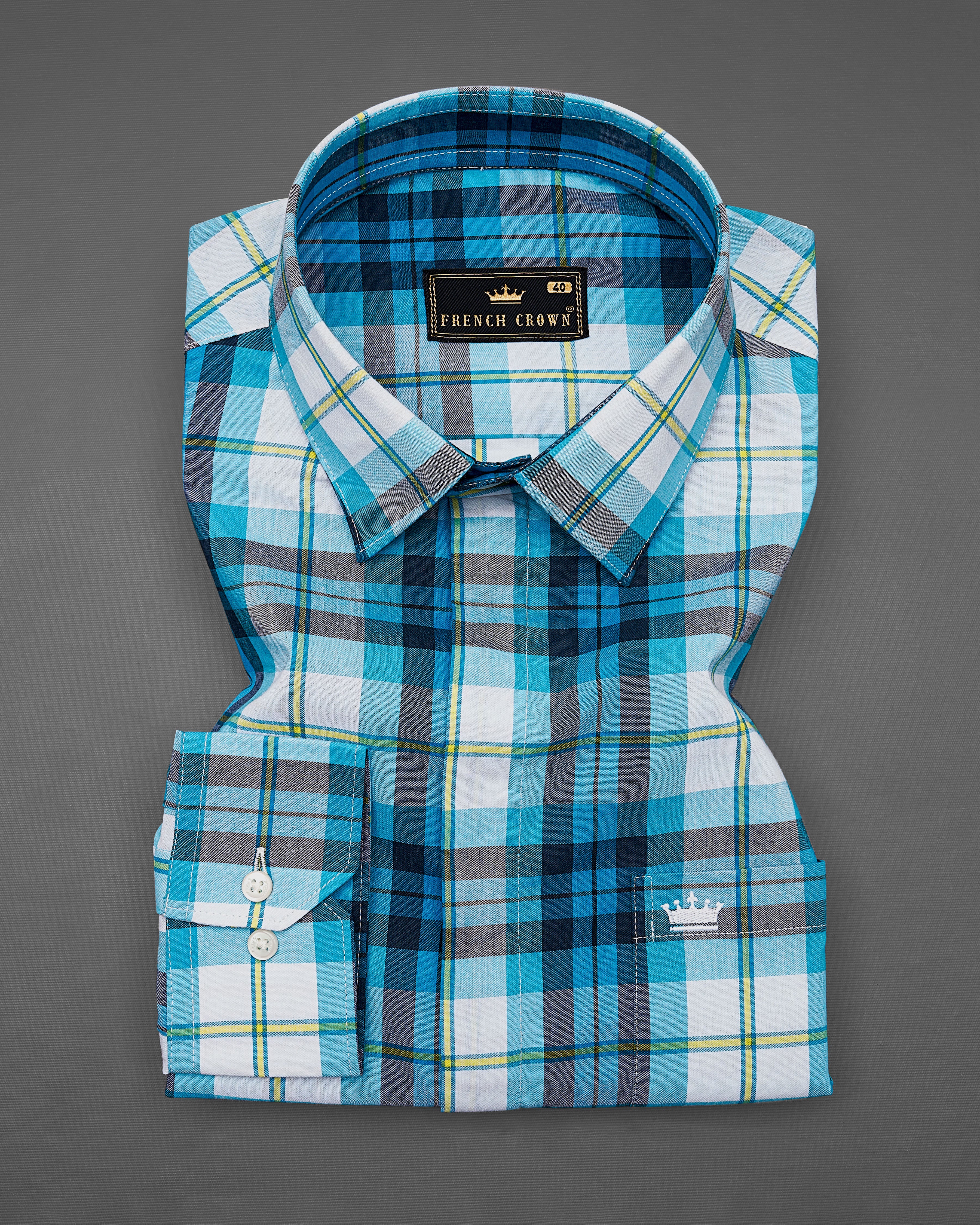 Cerulean Blue with White and Mirage Black Plaid Premium Cotton Designer Shirt 8732-P71-38,8732-P71-H-38,8732-P71-39,8732-P71-H-39,8732-P71-40,8732-P71-H-40,8732-P71-42,8732-P71-H-42,8732-P71-44,8732-P71-H-44,8732-P71-46,8732-P71-H-46,8732-P71-48,8732-P71-H-48,8732-P71-50,8732-P71-H-50,8732-P71-52,8732-P71-H-52
