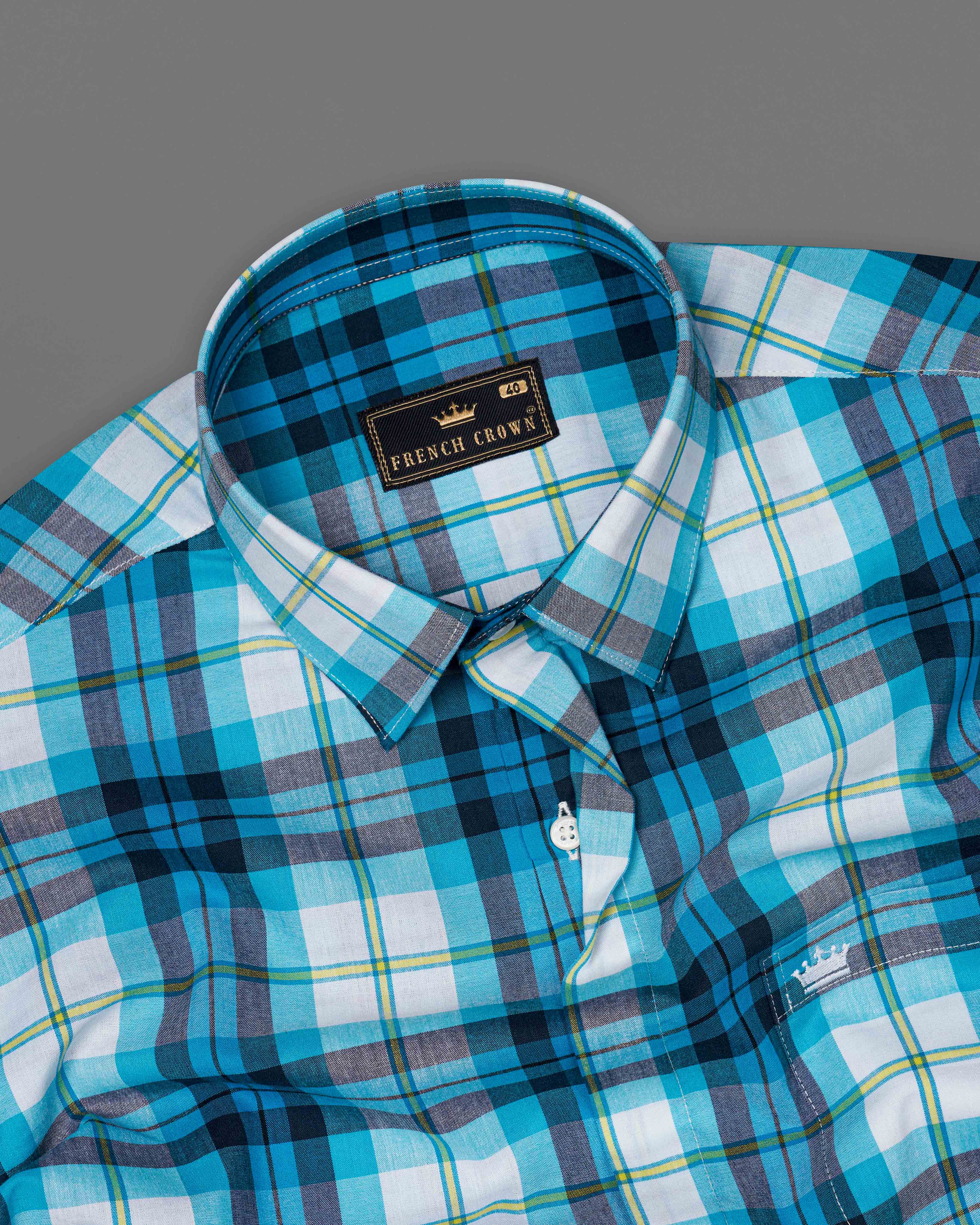 Cerulean Blue with White and Mirage Black Plaid Premium Cotton Designer Shirt 8732-P71-38,8732-P71-H-38,8732-P71-39,8732-P71-H-39,8732-P71-40,8732-P71-H-40,8732-P71-42,8732-P71-H-42,8732-P71-44,8732-P71-H-44,8732-P71-46,8732-P71-H-46,8732-P71-48,8732-P71-H-48,8732-P71-50,8732-P71-H-50,8732-P71-52,8732-P71-H-52