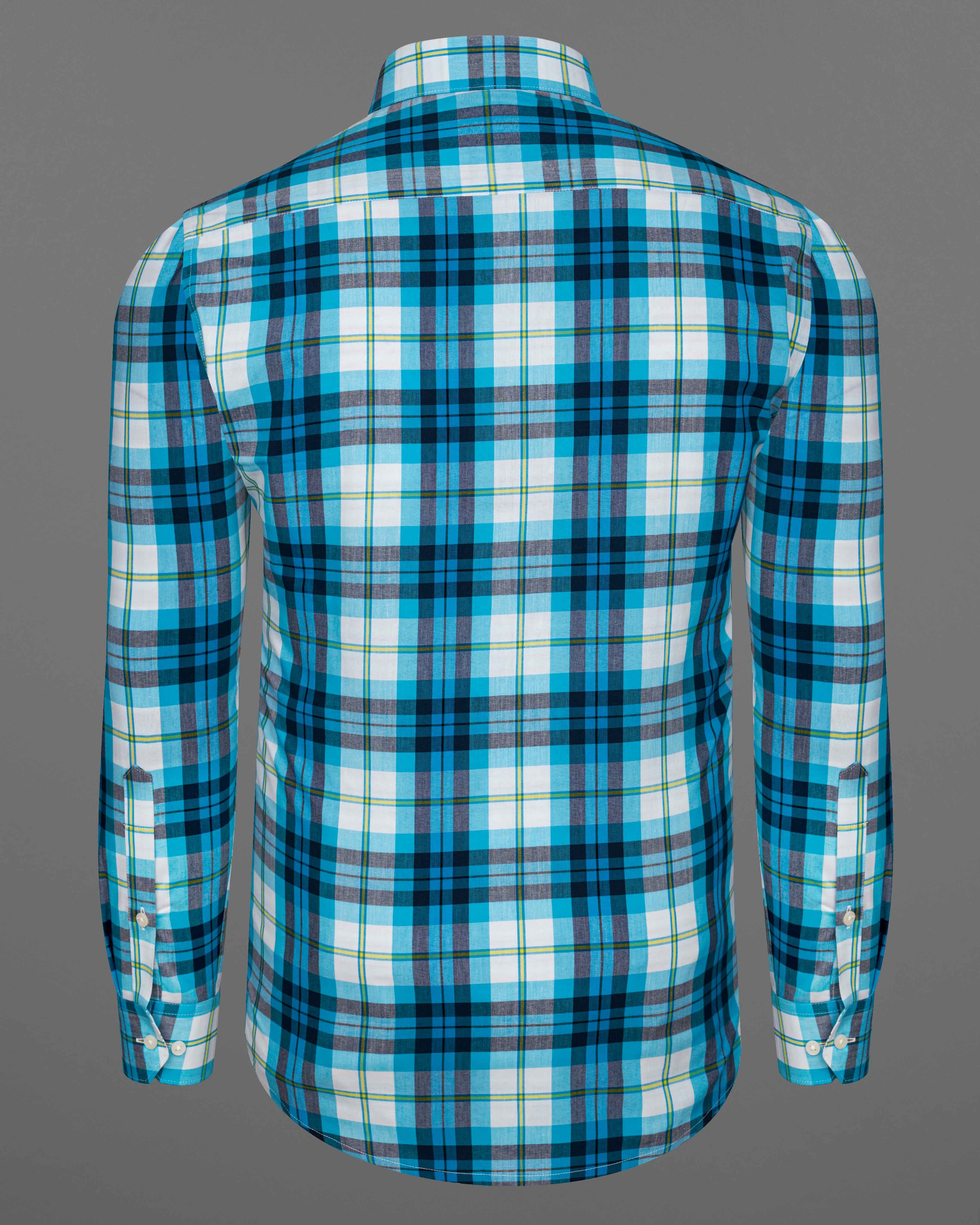 Cerulean Blue with White and Mirage Black Plaid Premium Cotton Designer Shirt 8732-P71-38,8732-P71-H-38,8732-P71-39,8732-P71-H-39,8732-P71-40,8732-P71-H-40,8732-P71-42,8732-P71-H-42,8732-P71-44,8732-P71-H-44,8732-P71-46,8732-P71-H-46,8732-P71-48,8732-P71-H-48,8732-P71-50,8732-P71-H-50,8732-P71-52,8732-P71-H-52