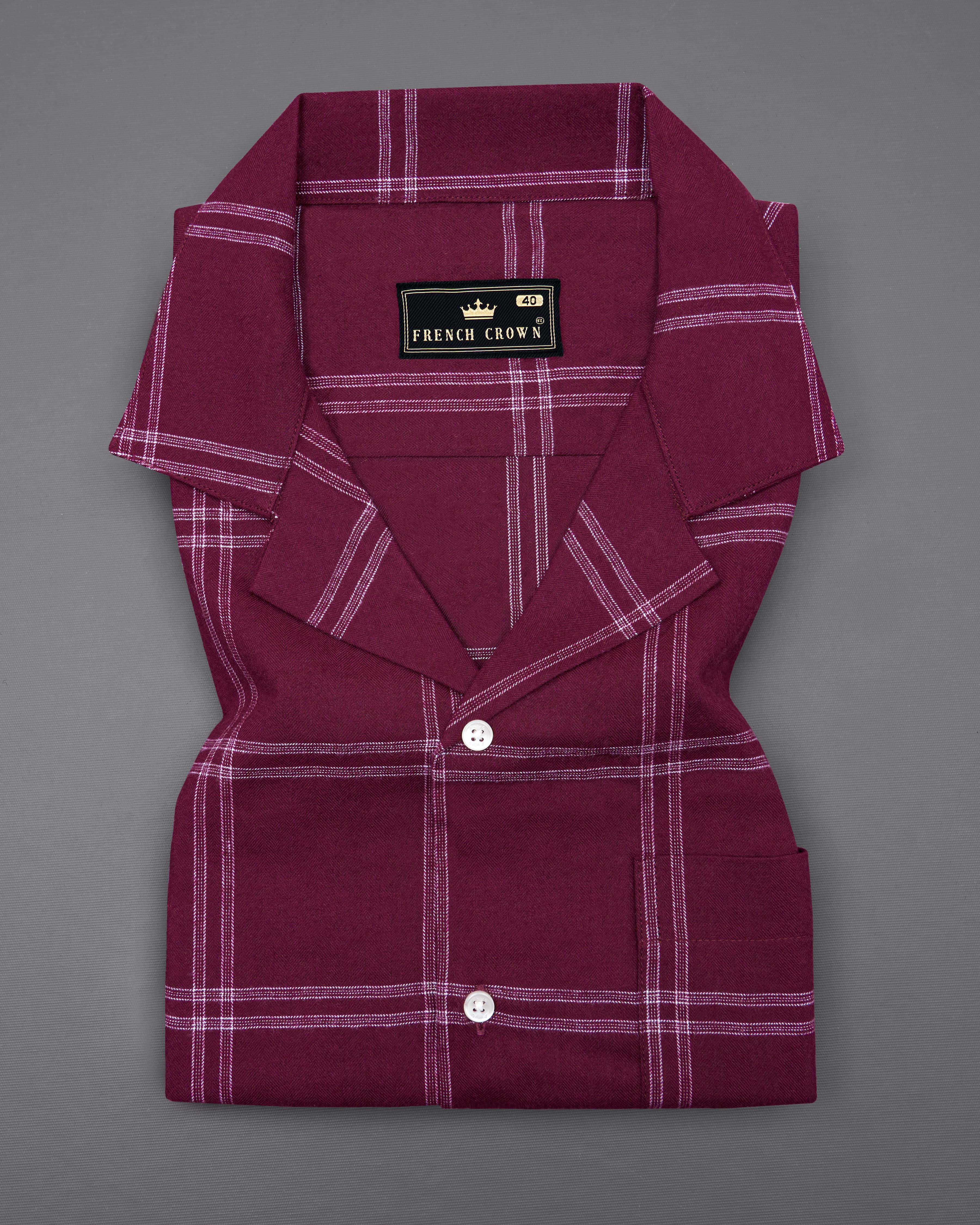 Barossa Maroon checkered half sleeve Flannel Shirt 8742-CC-38,8742-CC-H-38,8742-CC-39,8742-CC-H-39,8742-CC-40,8742-CC-H-40,8742-CC-42,8742-CC-H-42,8742-CC-44,8742-CC-H-44,8742-CC-46,8742-CC-H-46,8742-CC-48,8742-CC-H-48,8742-CC-50,8742-CC-H-50,8742-CC-52,8742-CC-H-52