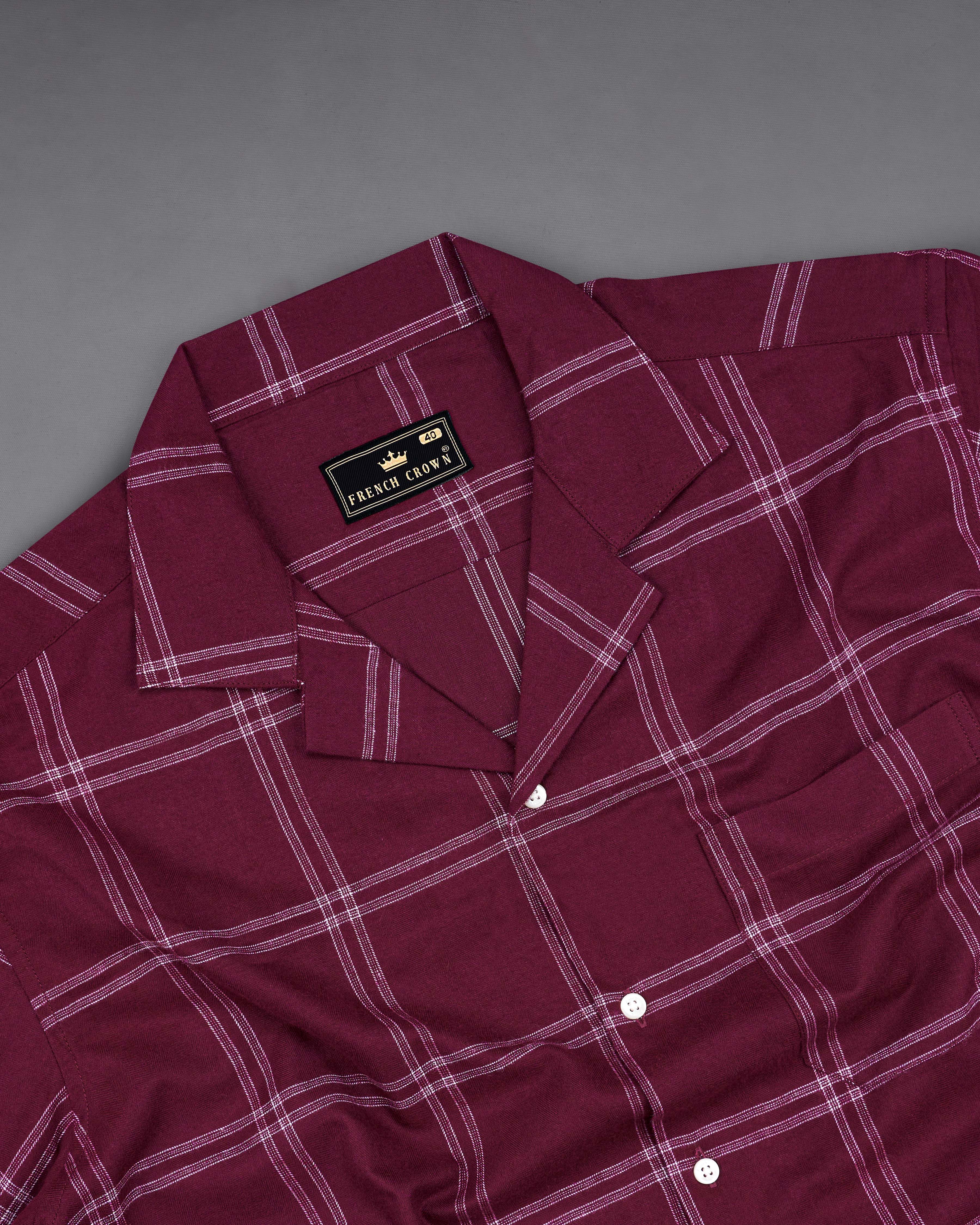 Barossa Maroon checkered half sleeve Flannel Shirt 8742-CC-38,8742-CC-H-38,8742-CC-39,8742-CC-H-39,8742-CC-40,8742-CC-H-40,8742-CC-42,8742-CC-H-42,8742-CC-44,8742-CC-H-44,8742-CC-46,8742-CC-H-46,8742-CC-48,8742-CC-H-48,8742-CC-50,8742-CC-H-50,8742-CC-52,8742-CC-H-52