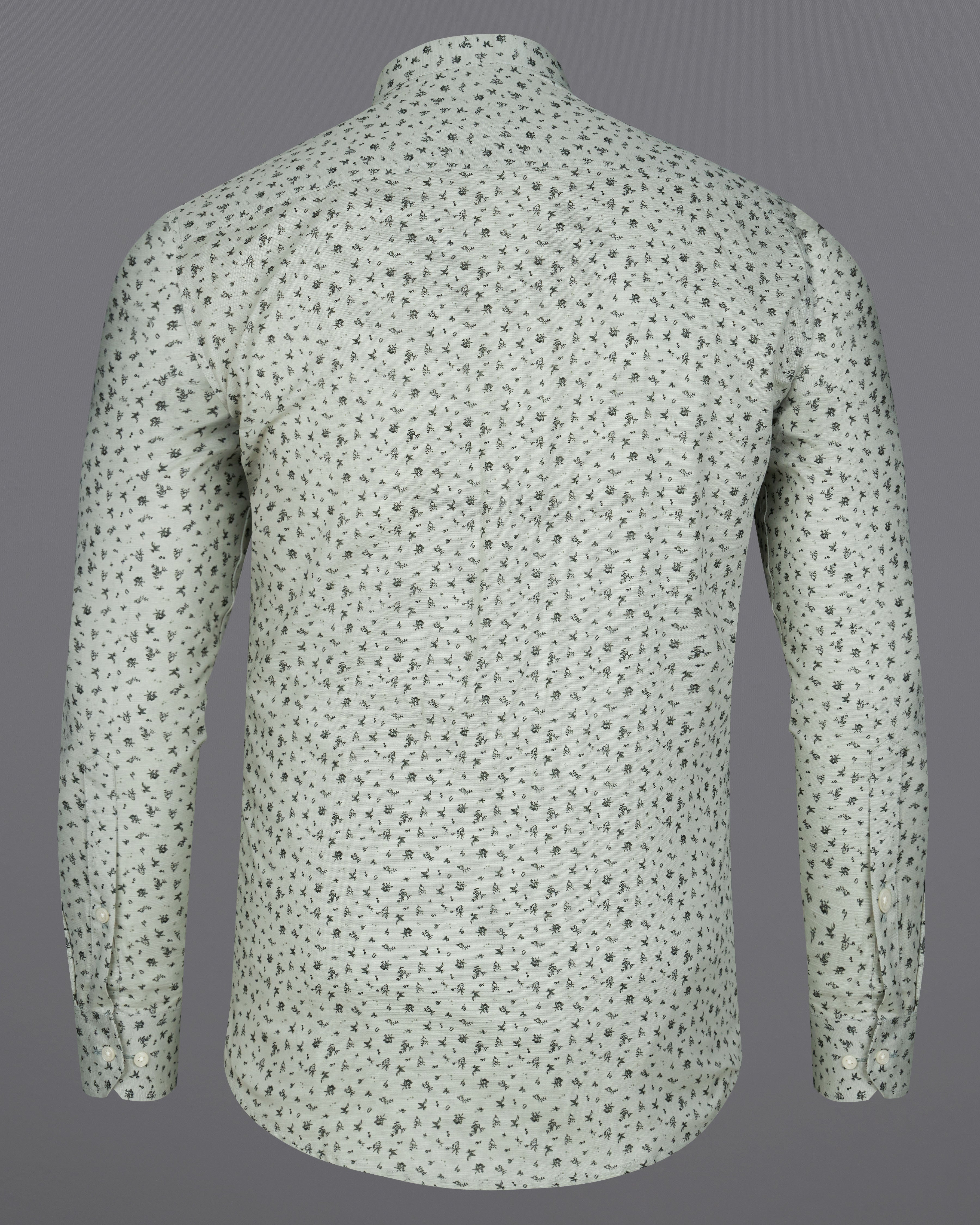 Pumice Green Ditsy Printed Luxurious Linen Shirt  8777-M-38,8777-M-H-38,8777-M-39,8777-M-H-39,8777-M-40,8777-M-H-40,8777-M-42,8777-M-H-42,8777-M-44,8777-M-H-44,8777-M-46,8777-M-H-46,8777-M-48,8777-M-H-48,8777-M-50,8777-M-H-50,8777-M-52,8777-M-H-52