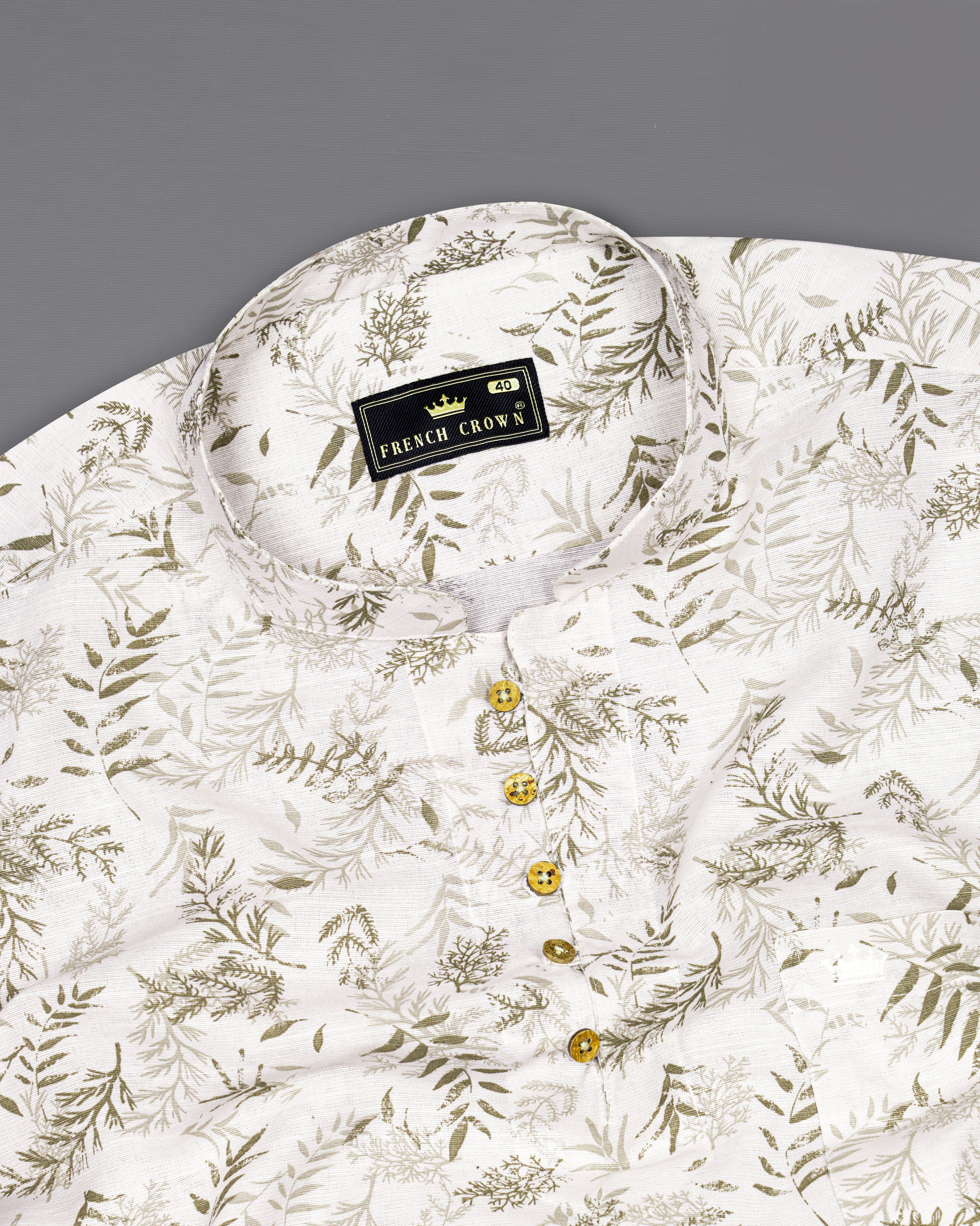 Mercury White with Leaves Printed Luxurious Linen Shirt 8790-KS-38,8790-KS-H-38,8790-KS-39,8790-KS-H-39,8790-KS-40,8790-KS-H-40,8790-KS-42,8790-KS-H-42,8790-KS-44,8790-KS-H-44,8790-KS-46,8790-KS-H-46,8790-KS-48,8790-KS-H-48,8790-KS-50,8790-KS-H-50,8790-KS-52,8790-KS-H-52