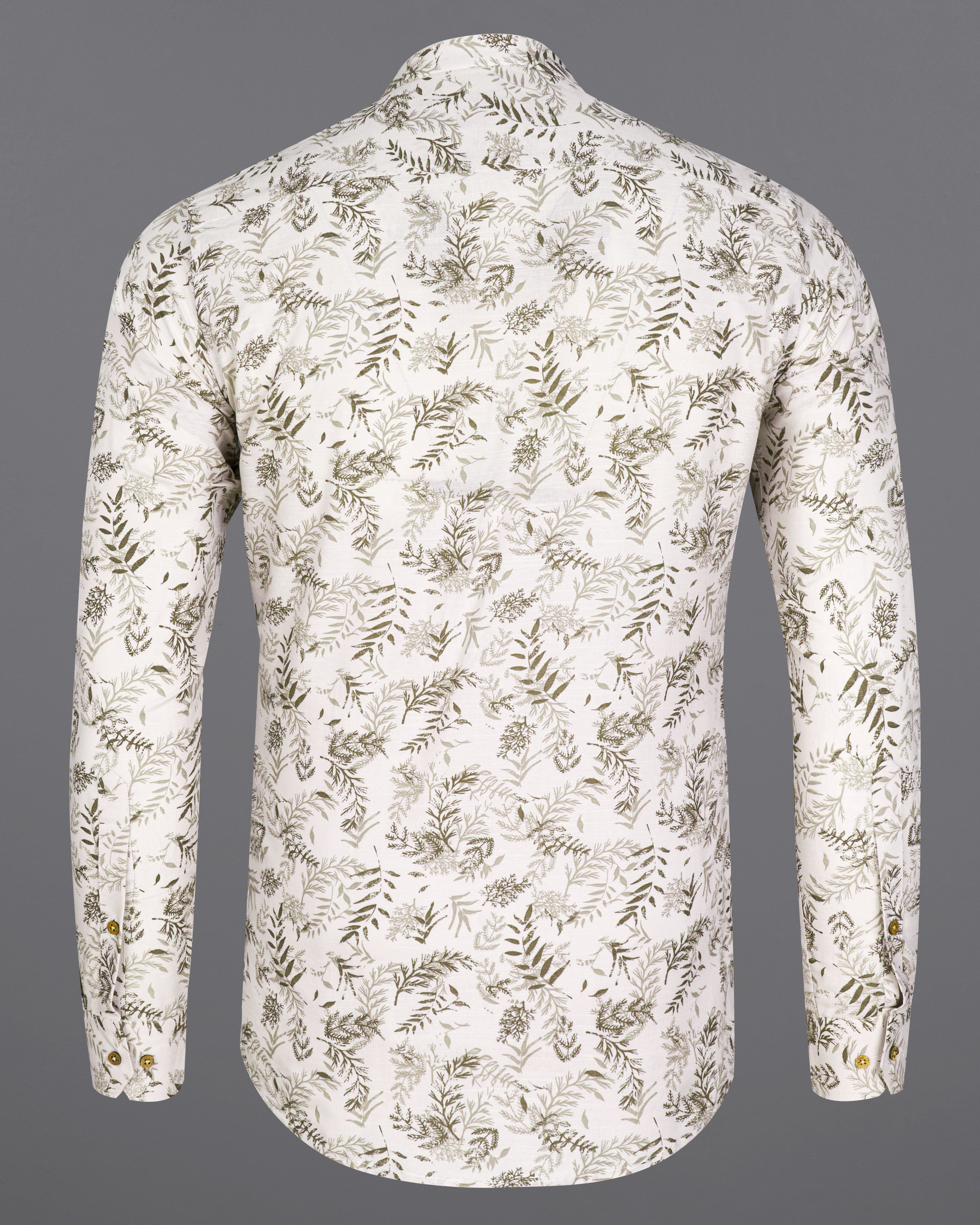 Mercury White with Leaves Printed Luxurious Linen Shirt 8790-KS-38,8790-KS-H-38,8790-KS-39,8790-KS-H-39,8790-KS-40,8790-KS-H-40,8790-KS-42,8790-KS-H-42,8790-KS-44,8790-KS-H-44,8790-KS-46,8790-KS-H-46,8790-KS-48,8790-KS-H-48,8790-KS-50,8790-KS-H-50,8790-KS-52,8790-KS-H-52